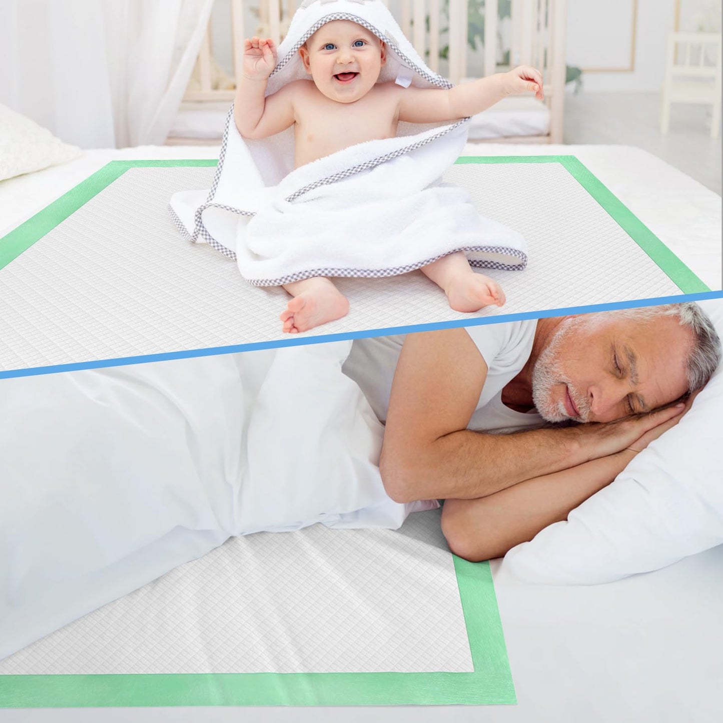 Fygrip 50 Count Hospital Grade 130 Gram 36” x 36” Max Absorbency Disposable Underpads, Leakproof Quick Drying XXXL Bed Pads Disposable for Adults, Kids, Pets Incontinence Pads, Pee Pads