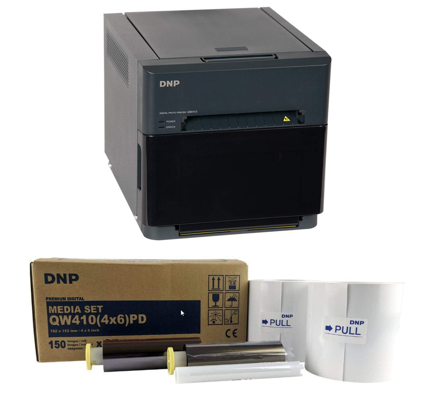 DNP QW410 4.5-inch Dye-Sublimation Professional Photo Printer Essential Bundle with 4x6-inch Digital Media, 2 Rolls (300 Total Prints)