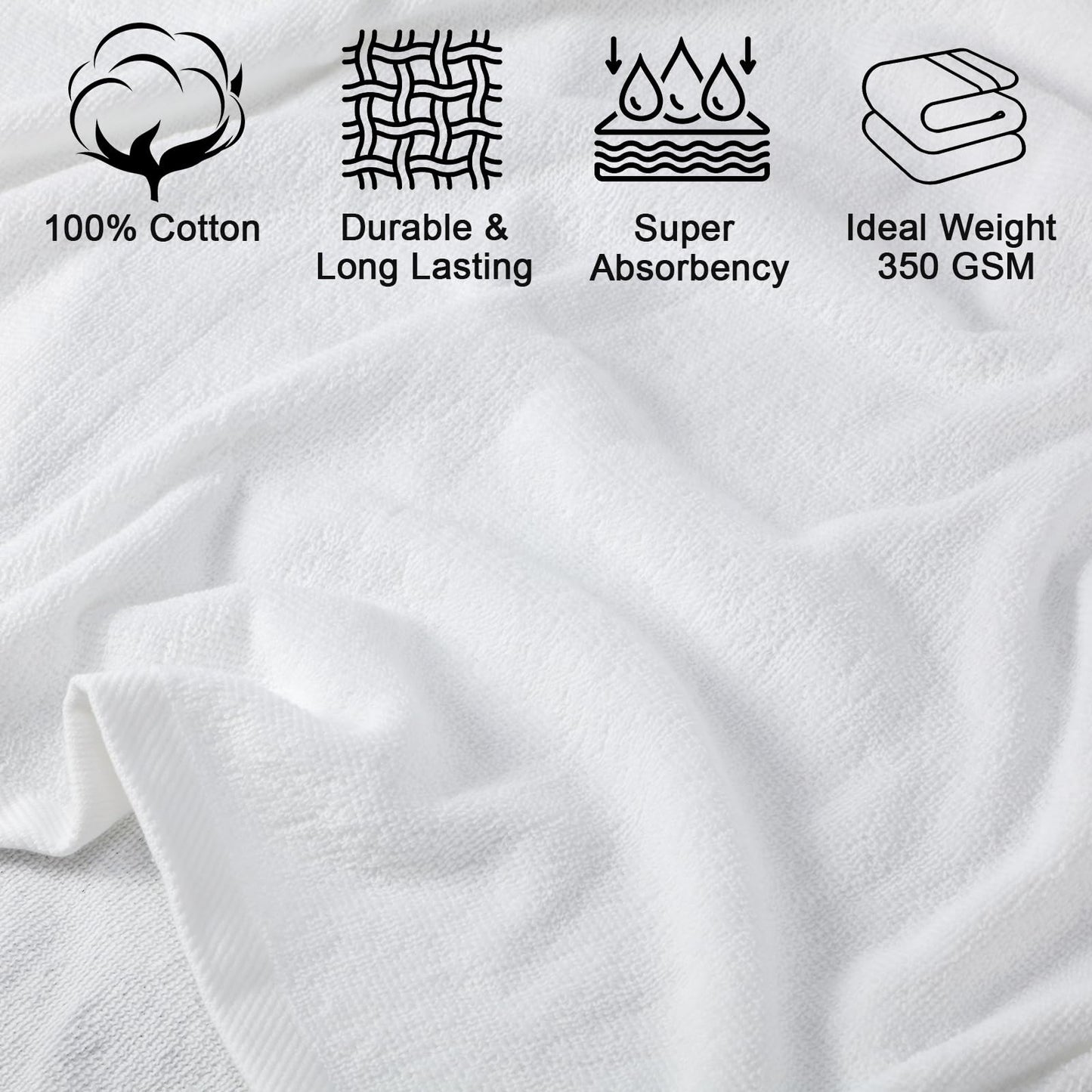 Peryiter 48 Pieces Bathroom Towels Set Soft and Highly Absorbent Cotton Bath Towel Bulk for Everyday Use, 12 Quick Dry Bath Sheets, 12 Hand Towel, 24 Face Wash Cloths for Bathroom, Gym, Hotel(White)