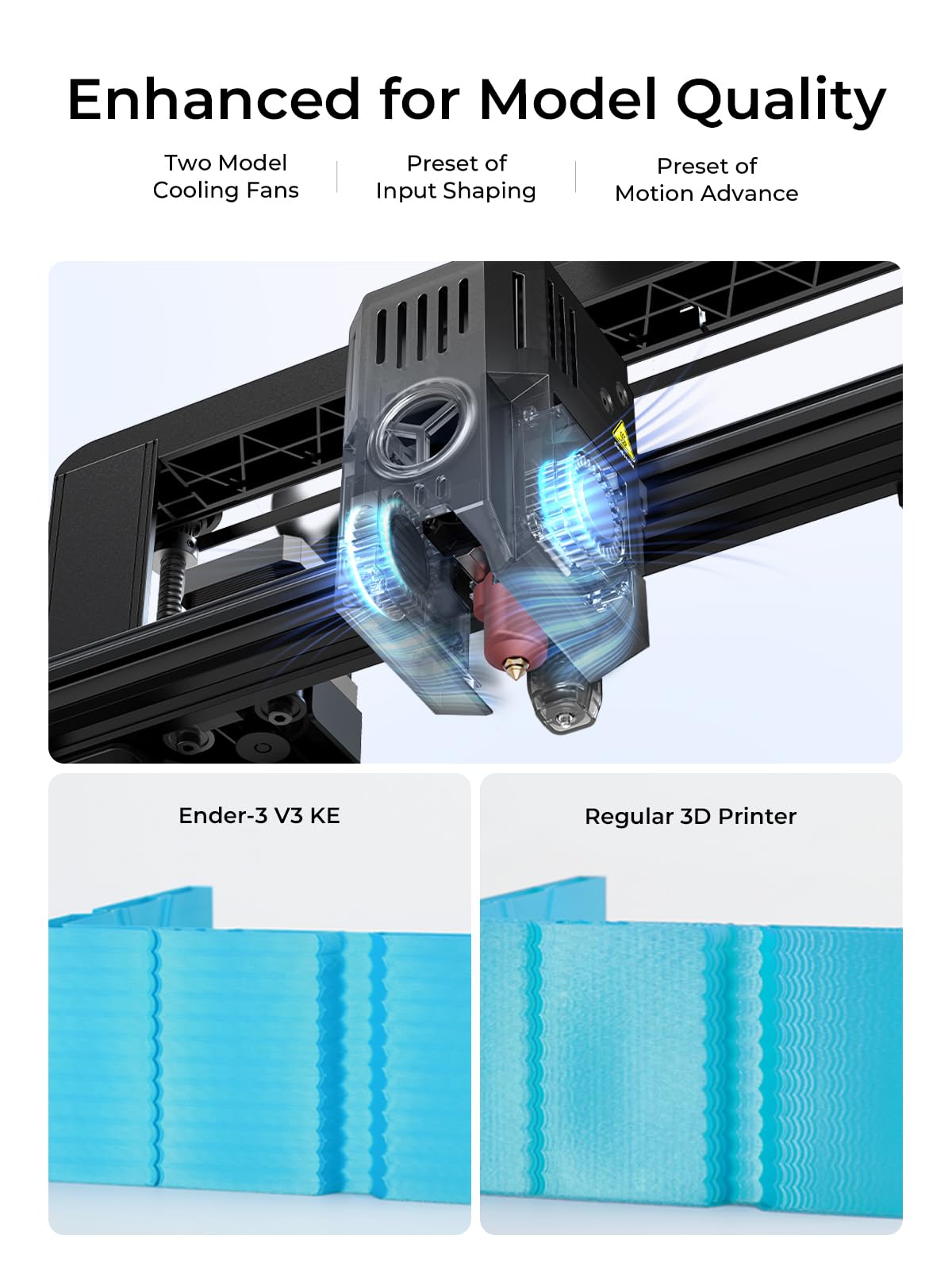 Creality Ender-3 V3 KE 3D Printer, 500 mm/s High-Speed Printing with Auto-Leveling, Sprite Direct Extruder Supports 300℃ Printing, Ultra-Smooth and Stable, 220×220×250 mm Print Volume