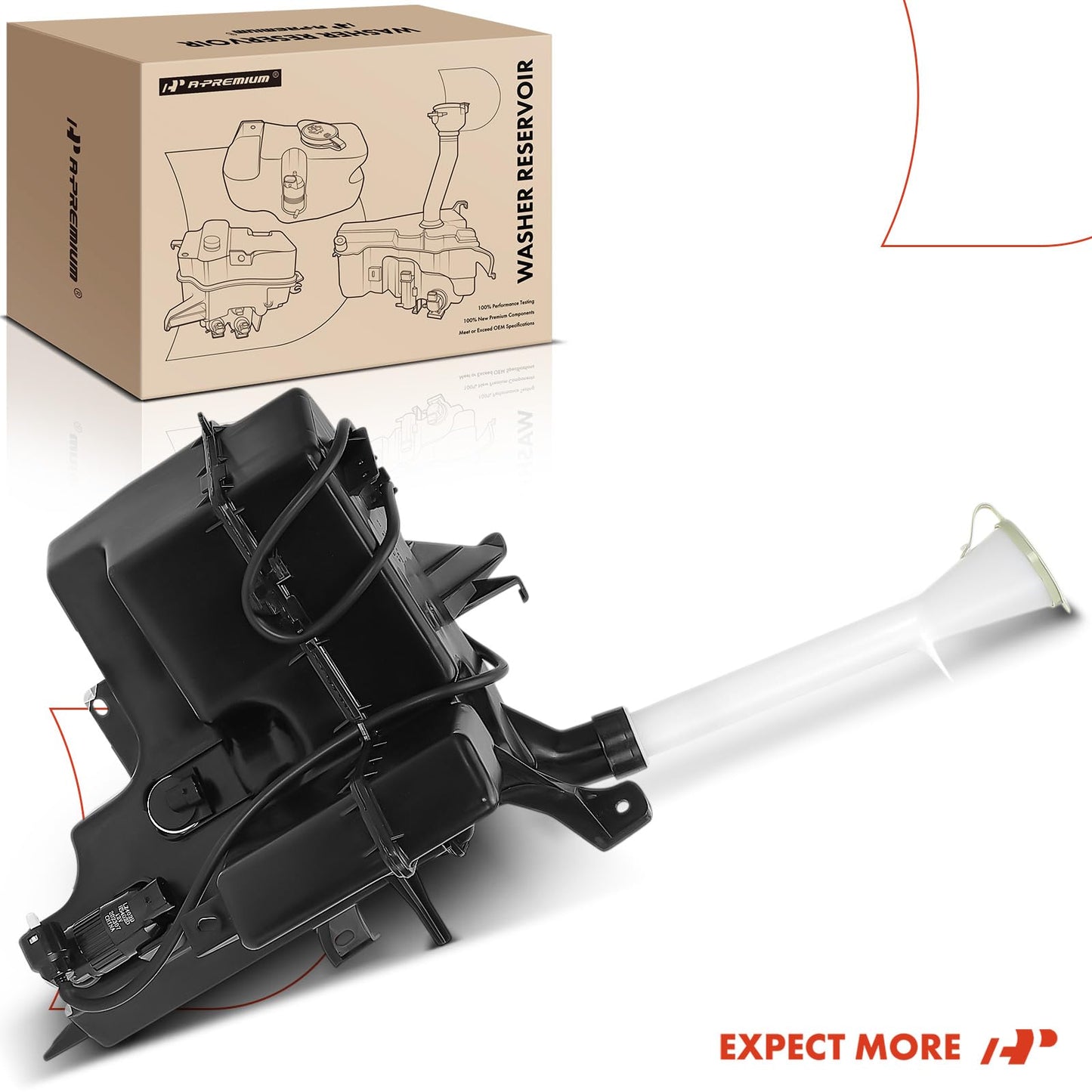 A-Premium Windshield Washer Reservoir Tank Assembly Compatible with Nissan Pathfinder 2013-2020 & Infiniti QX60 2014-2020, JX35 2013 - W/Washer Pump & Bracket & Filler Neck & Cap & Fluid Level Sensor