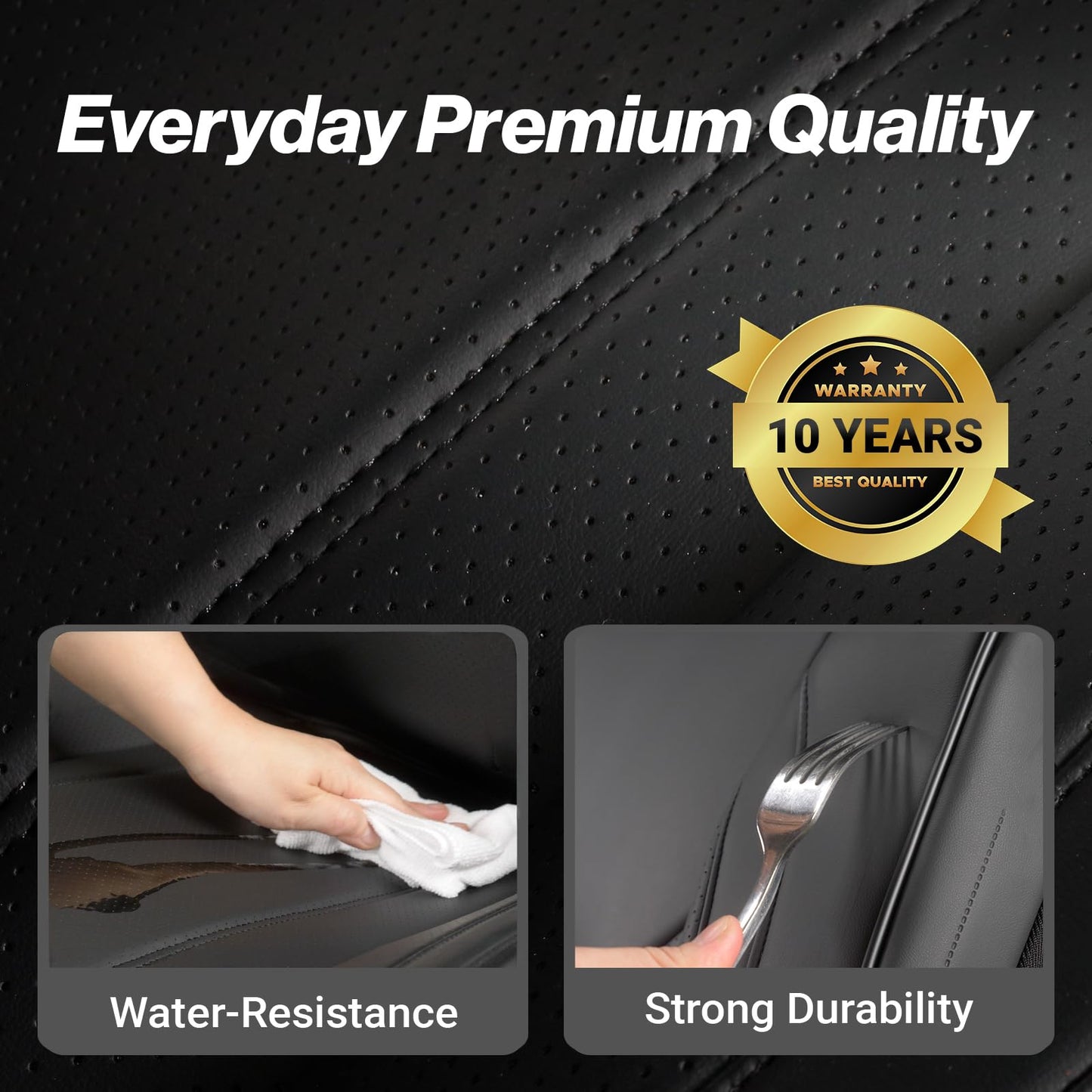 Coverland Custom Car Seat Covers Compatible with 2005-2021 Nissan Frontier Crew Cab, King Cab - Premium Leather Non-Slip Memory Foam Waterproof Custom fit Interior Protector [Full Set Seat-Black]