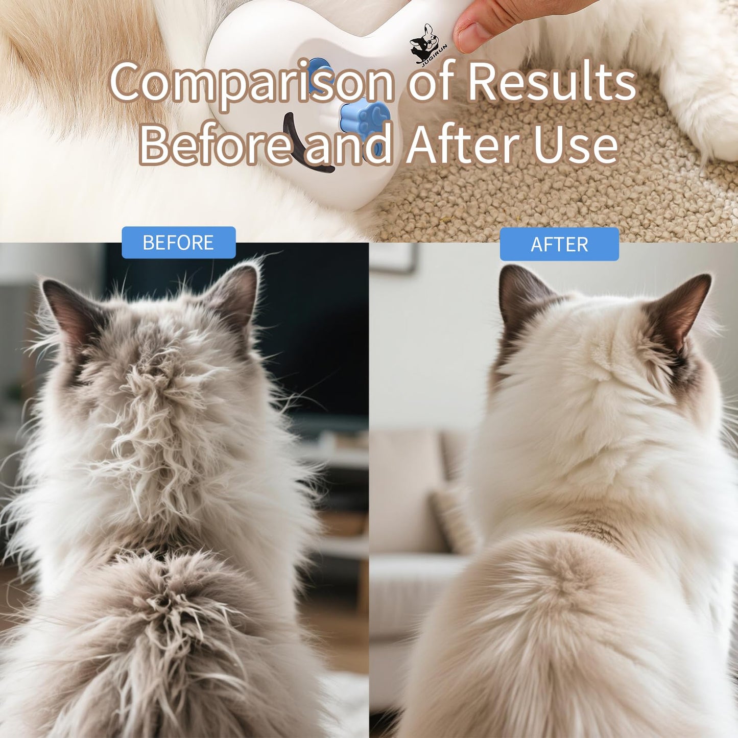 JUGIRUN Cat Steam Brush for Shedding,3 In 1 Steam Brush for Dogs & Cats,Spray Hair Removal Comb,Includes Waterless Shampoo,Suitable for Long-haired and Short-haired Pets