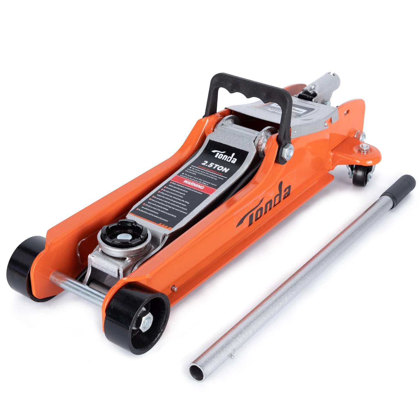 TONDA Low Profile Car Jack, 2.5 Ton (5,000 lb) Hydraulic Trolley Floor Jack for Garage, Home, Shop, Lifting Range 3.35" to 14.57", Orange