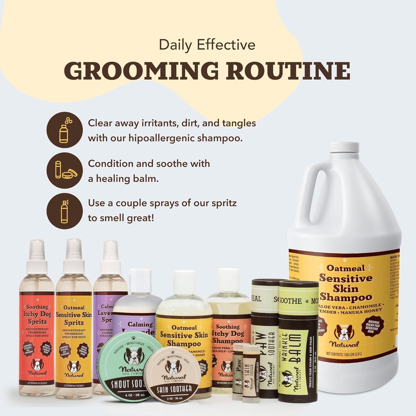 Natural Dog Company Oatmeal Dog Shampoo – Anti-Itch Shampoo for Dogs with Sensitive Skin, Aloe & Oatmeal Formula for Itchy Skin & Dandruff Relief, Safe for Puppies, 12 oz