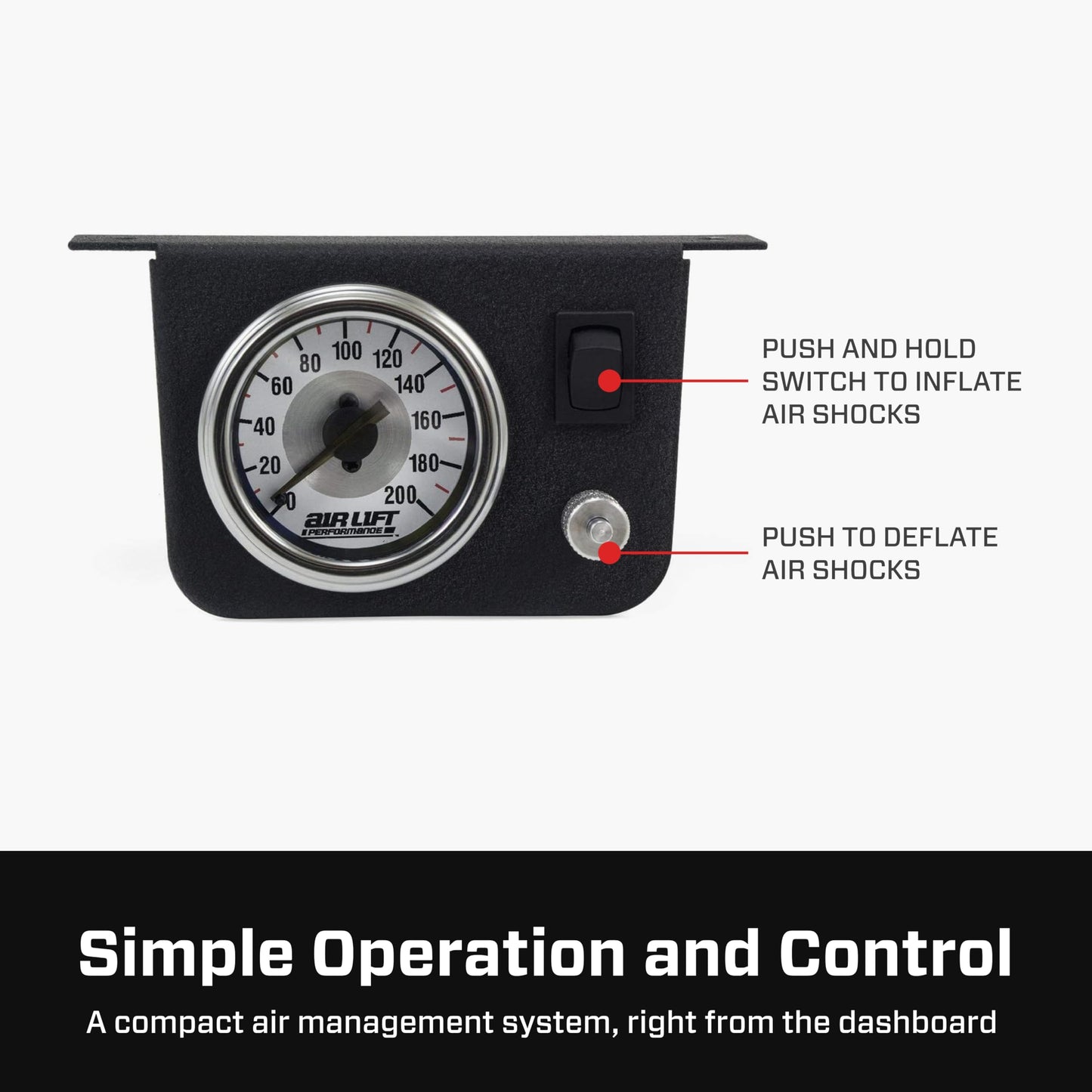 Air Lift Air Shock Controller Air Compressor and Pressure Gauge - 25804