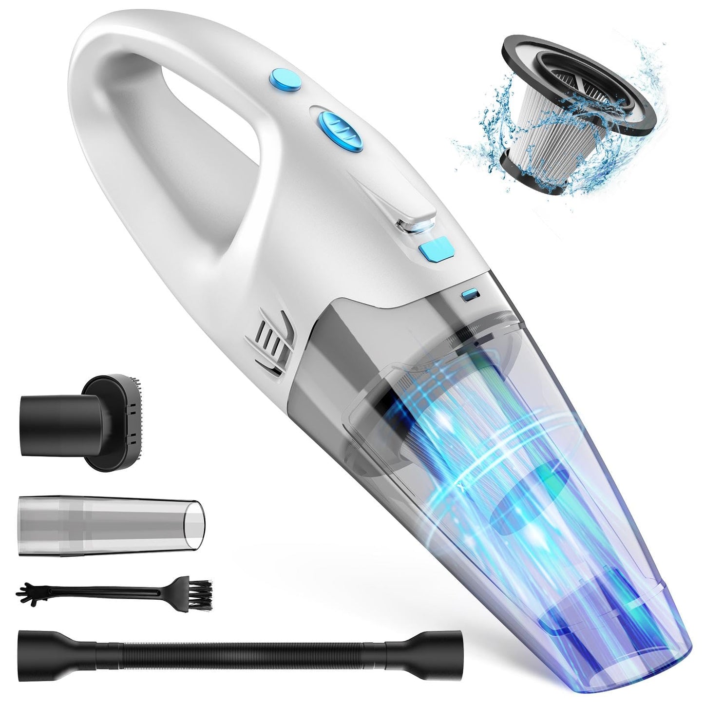 FUOAYOC Handheld Vacuum Cordless,Car Hand Cordless Rechargeable,Dust Busters Cordless Rechargeable with LED Light/Multi Accessories,1.6lbs Car Mini Portable Vacuum Cleaner for Home Office Car Pet