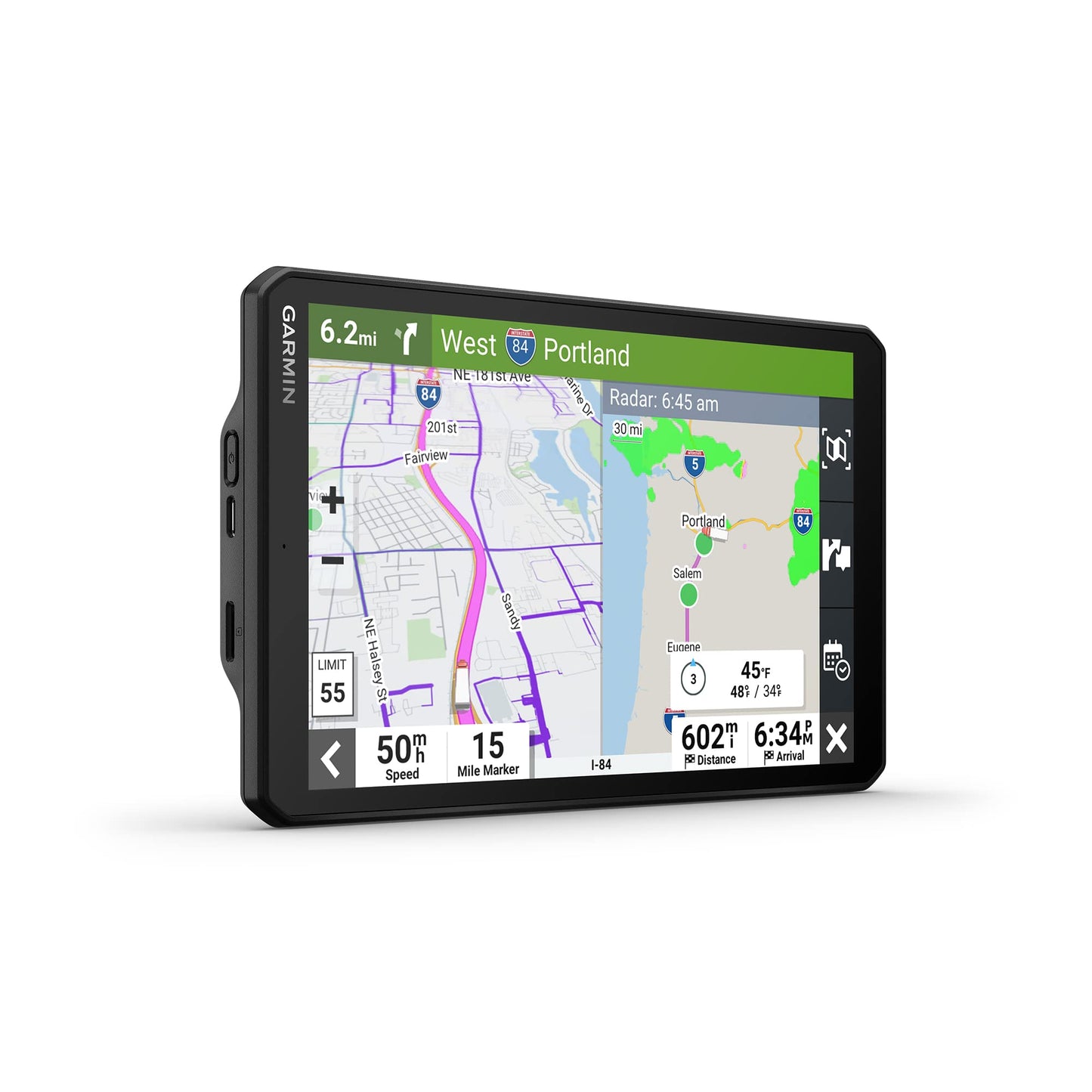 Garmin Dezl OTR810, Large 8" GPS Navigator, Custom Truck Routing, High-Res Birdseye Satellite Imagery, Truck & Trailer Services Directory, Black (Renewed)