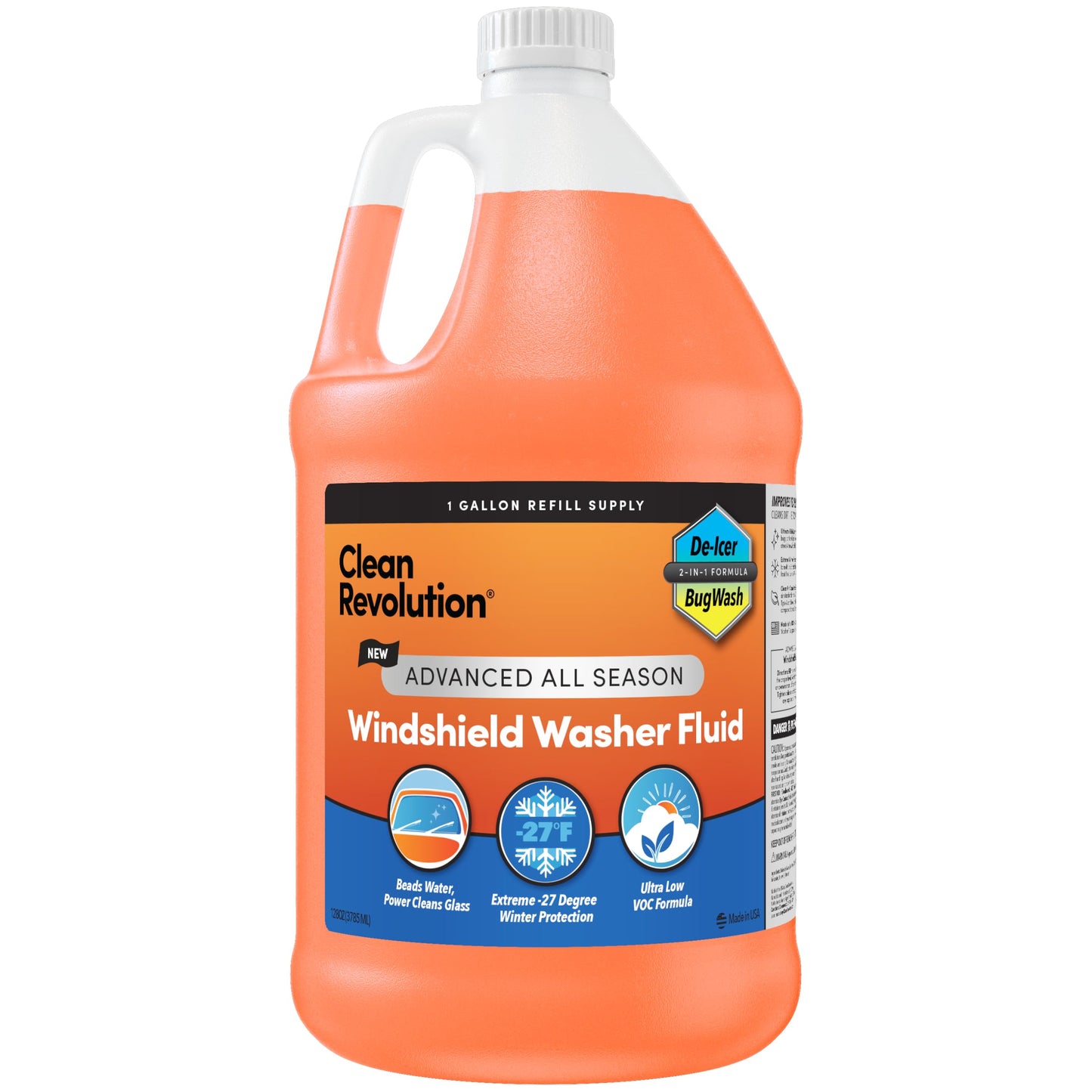 Clean Revolution Advanced All Season Windshield Washer Fluid Ultra Low VOC Formula - Made in USA