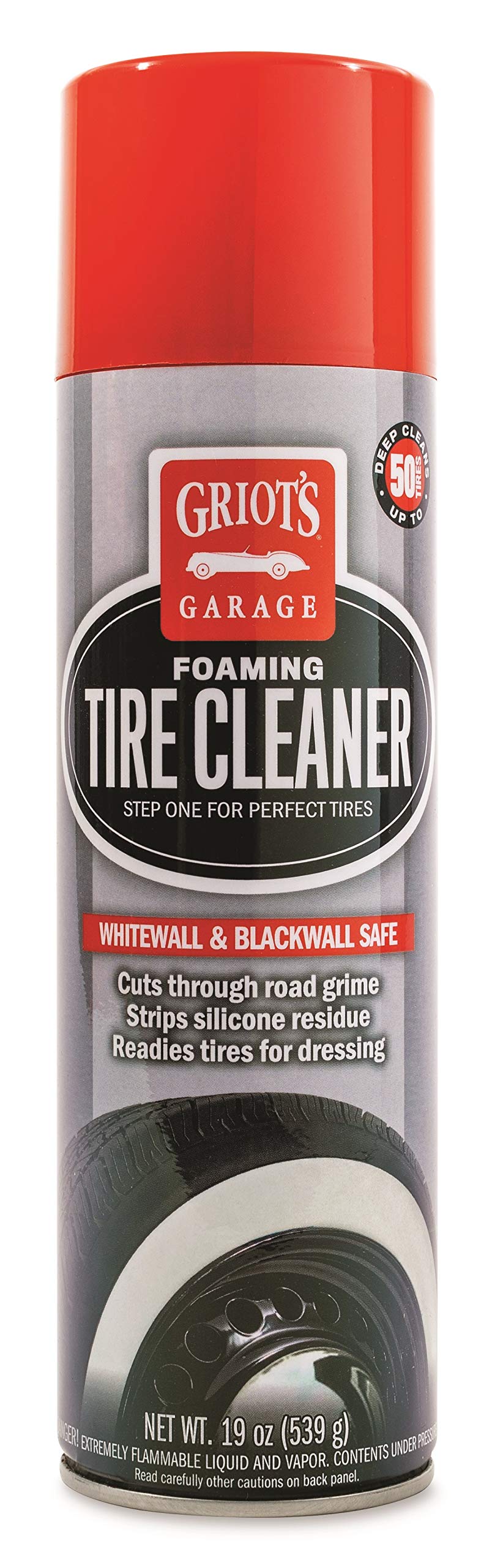Griot's Garage Foaming Tire Cleaner, Removes Silicone Residue and Grime on Car, Truck, Motorcycle, and RV Tires, Safe for Whitewall Tires, 10952, 19oz