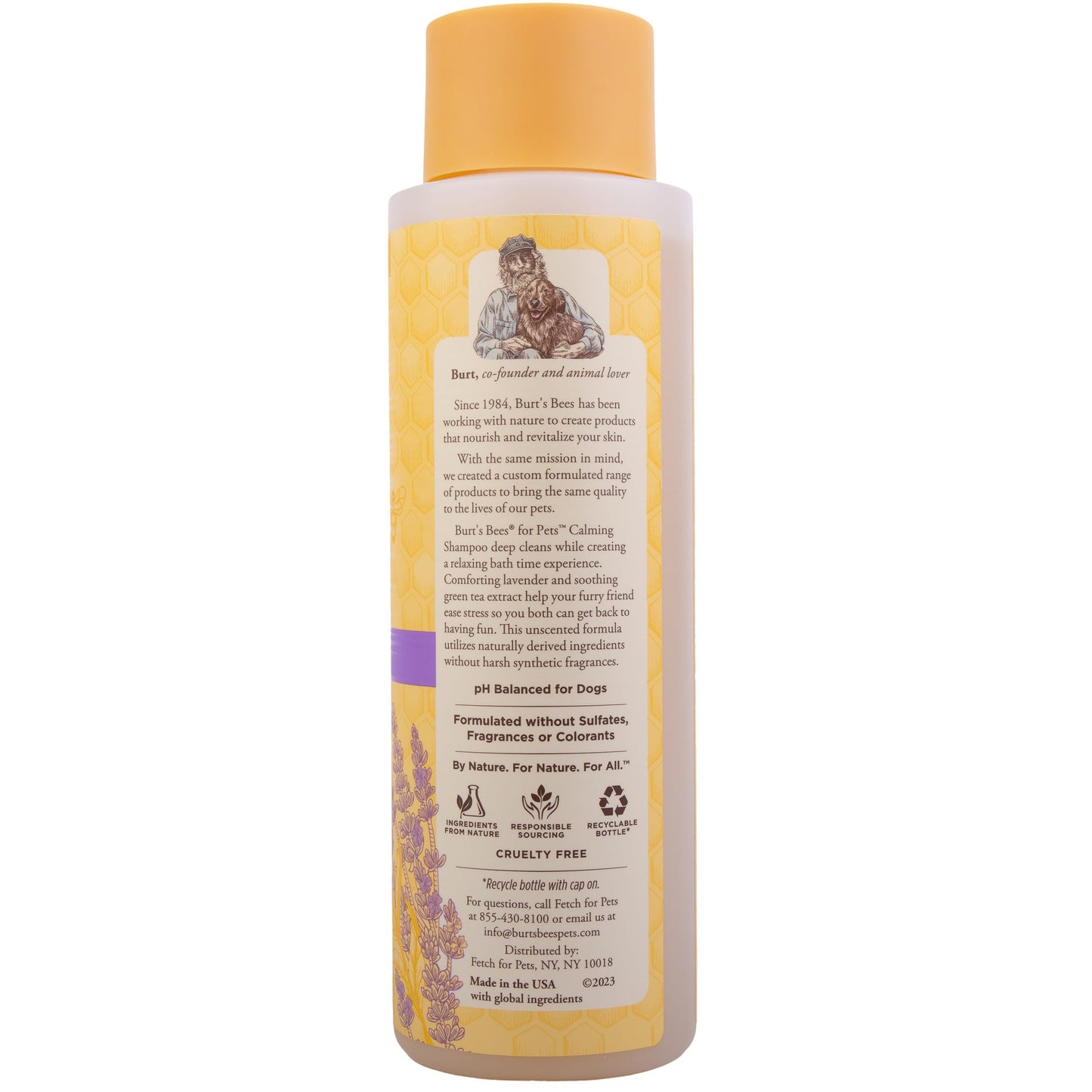 Burt's Bees for Pets Calming Dog Shampoo with Lavender and Green Tea, 95% Natural Origin Formulas, Soothing Canine Cleanser - Gentle Wash, 16 oz