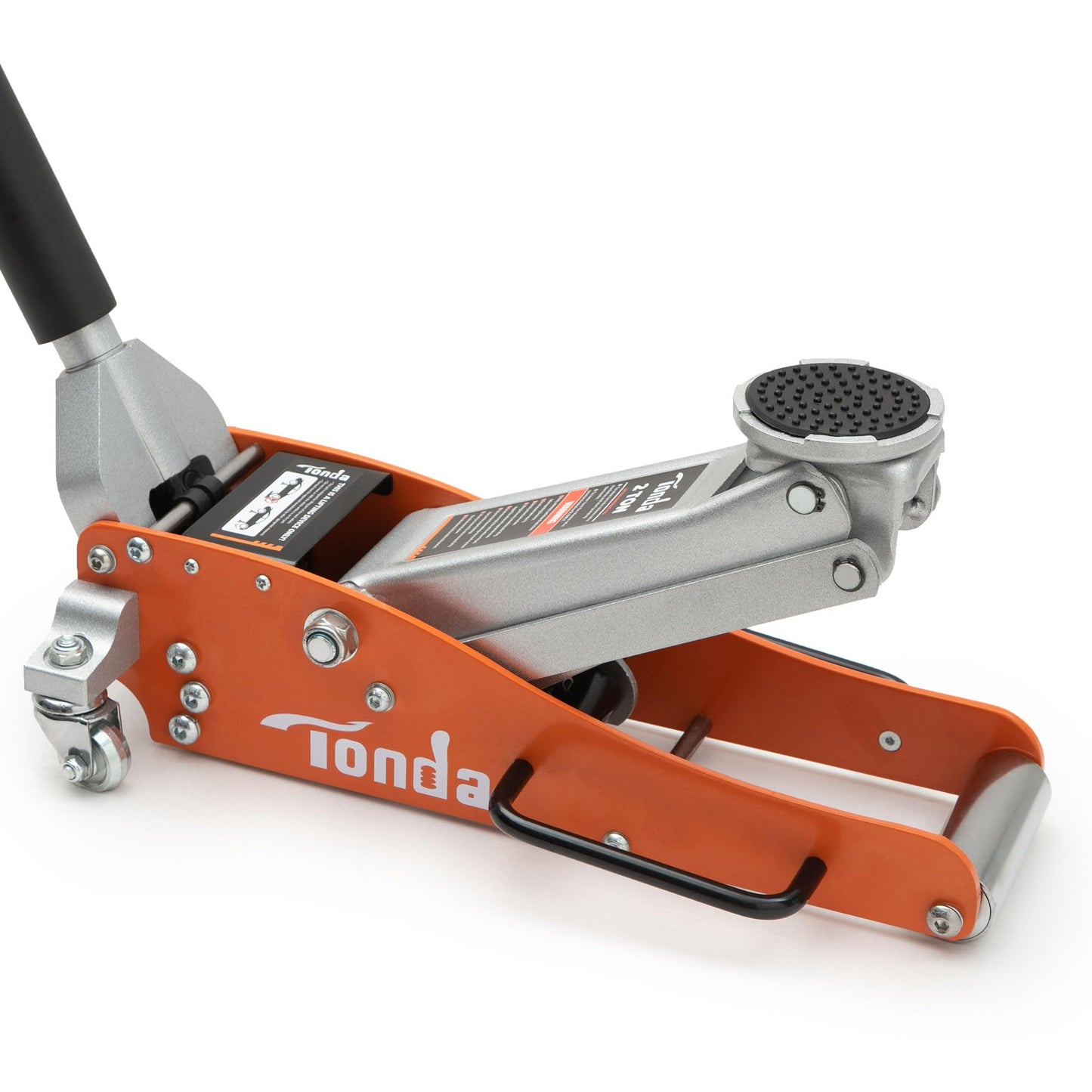 TONDA Low Profile Floor Jack, 2 Ton Aluminum and Steel Hydraulic Car Jack with Dual Pump System, Rapid Lift, Orange
