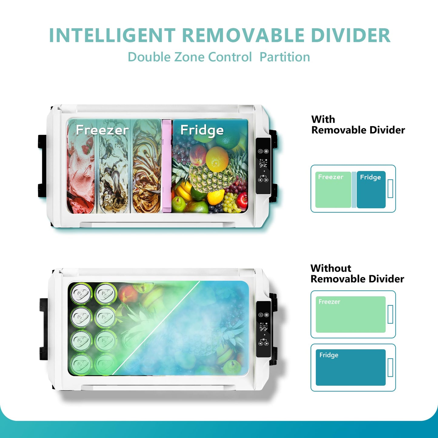 EUHOMY 12 Volt Refrigerator, 48QT(45L) 12V Fridge, Electric Cooler 12/24V DC 100-240V AC -4℉~68℉, 12V Freezer Removable Divider, Car Fridge for Camping, RV, Travel, Fishing, Outdoor