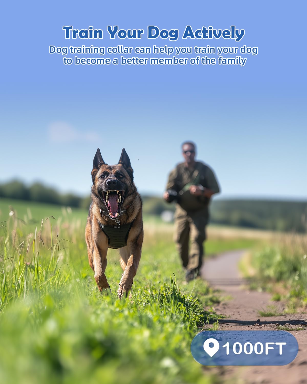 PATPET Dog Training Collar - Rechargeable Dog Training Collar with Remote for Medium Large Dogs 1000Ft Remote Range 3 Training Modes IPX7 Waterproof Black