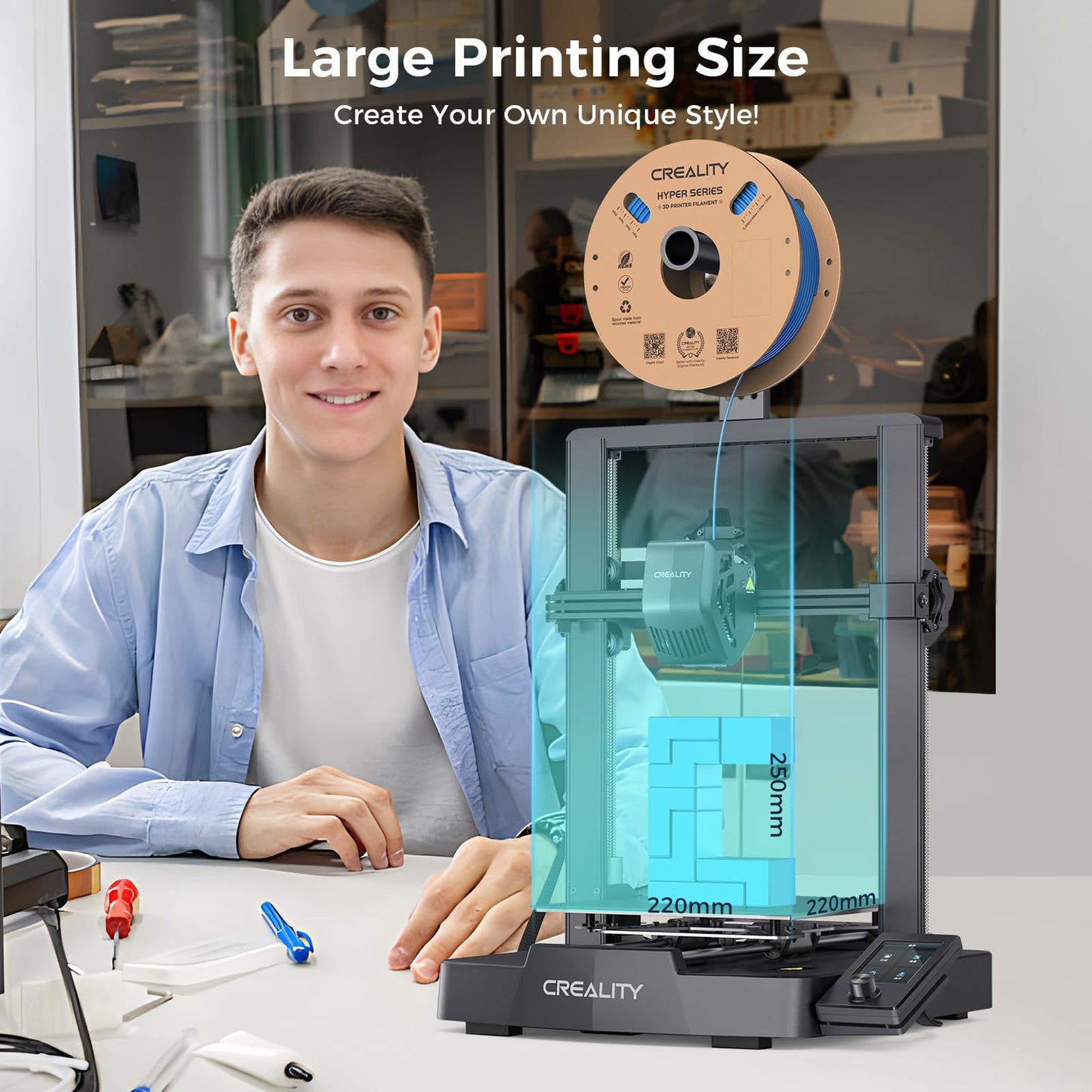 Creality Ender 3 V3 SE 3D Printer 250mm/s Max Printing Speed Upgraded Visual UI Auto Filament Loading and Unloading, Sprite Direct Extruder CR Touch Auto Leveling Dual Z-axis 8.66x8.66x9.84 inch