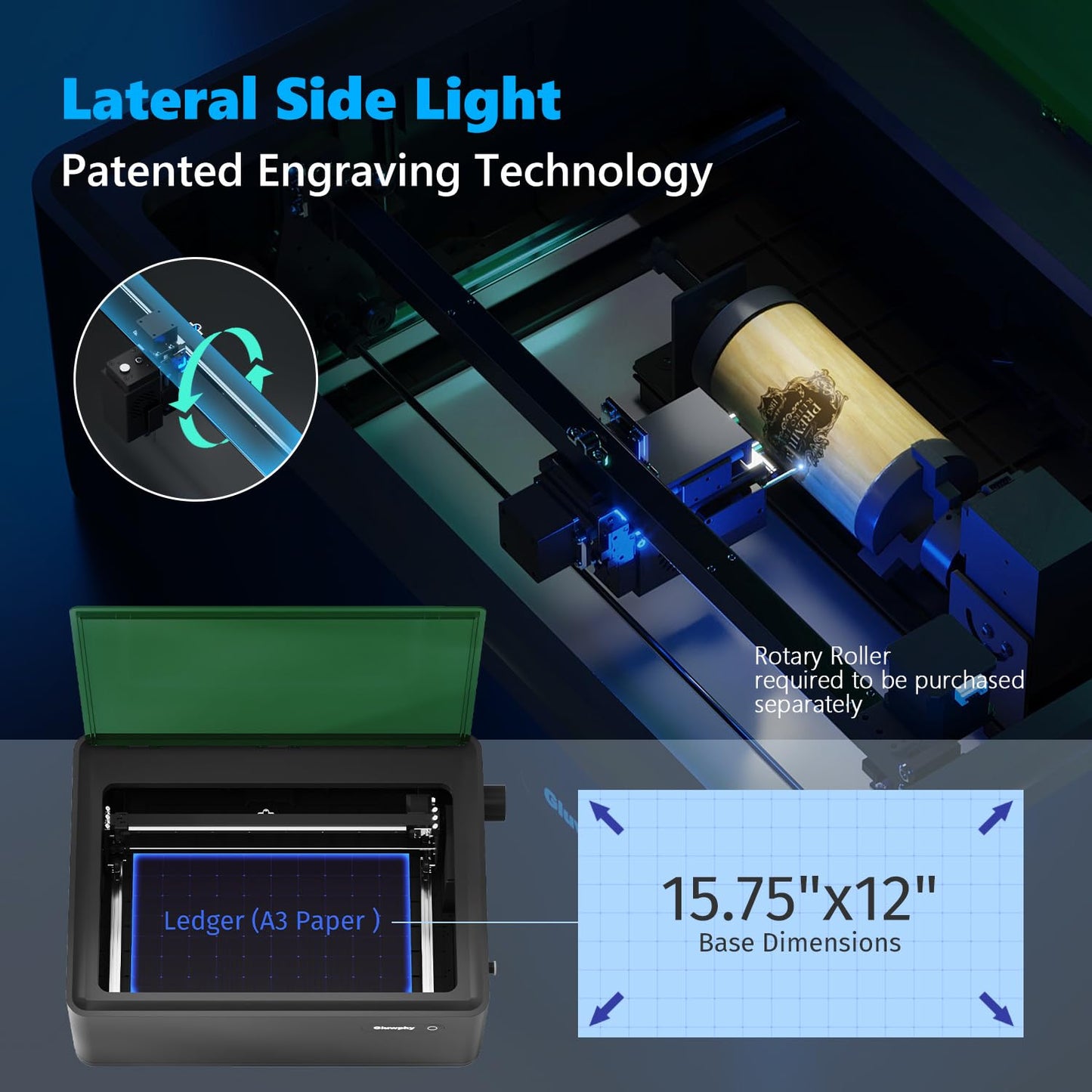 Gluwphy Laser Engraver Machine 10000mW(10W) Enclosed Diode Laser Cutter for Beginner, Class 1 Safety Laser Engraving Machine for Wood, Metal, Acrylic, with Air Assist, Honeycomb, Air Filter, Black