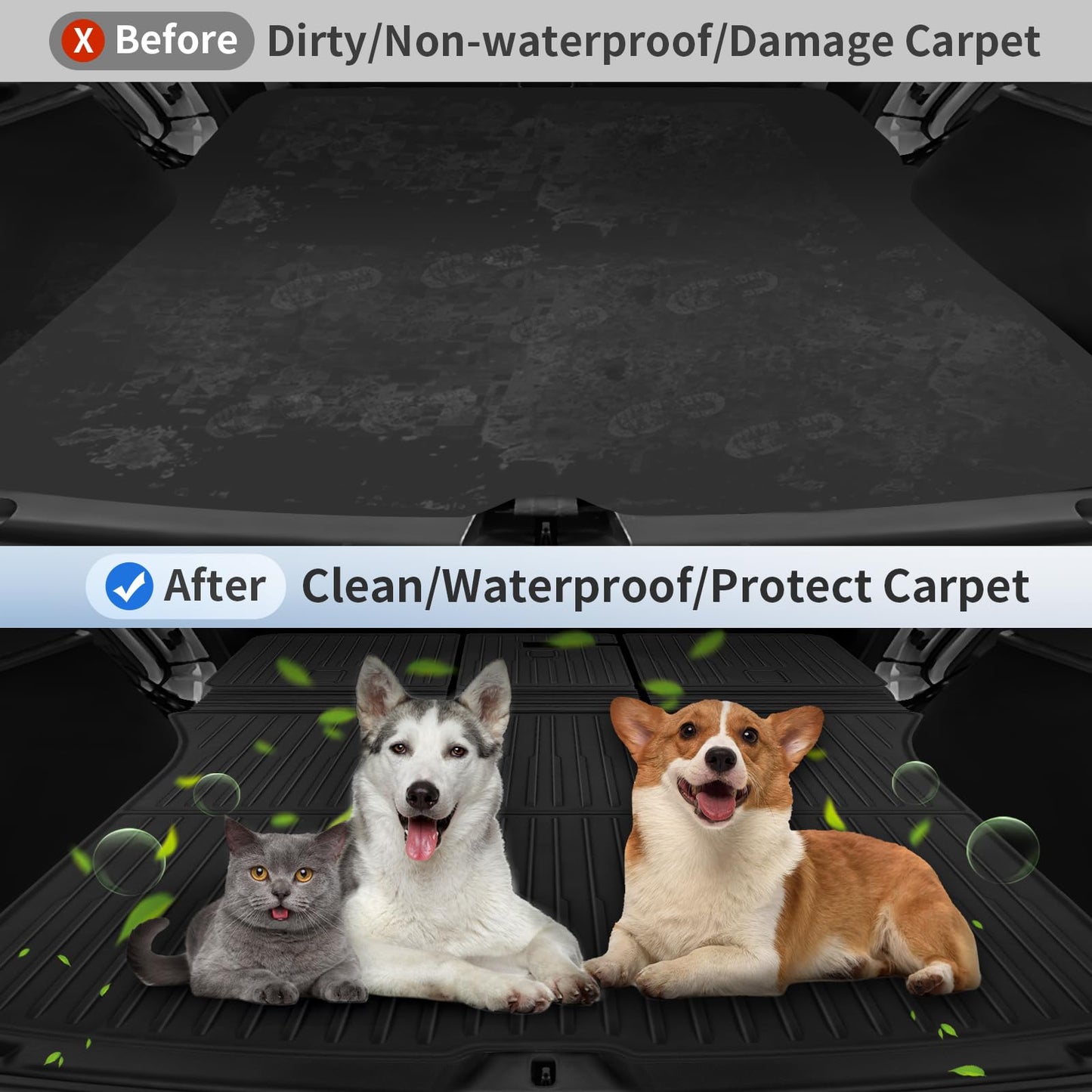 TSLDRV Floor Mats for Tesla Model Y Juniper 2025 2026 5-Seat with Bumper Guard All Weather Floor Mats for Tesla Model Y Juniper Accessories 2025 2026 TPE Trunk Mat with Backrest Mat Black