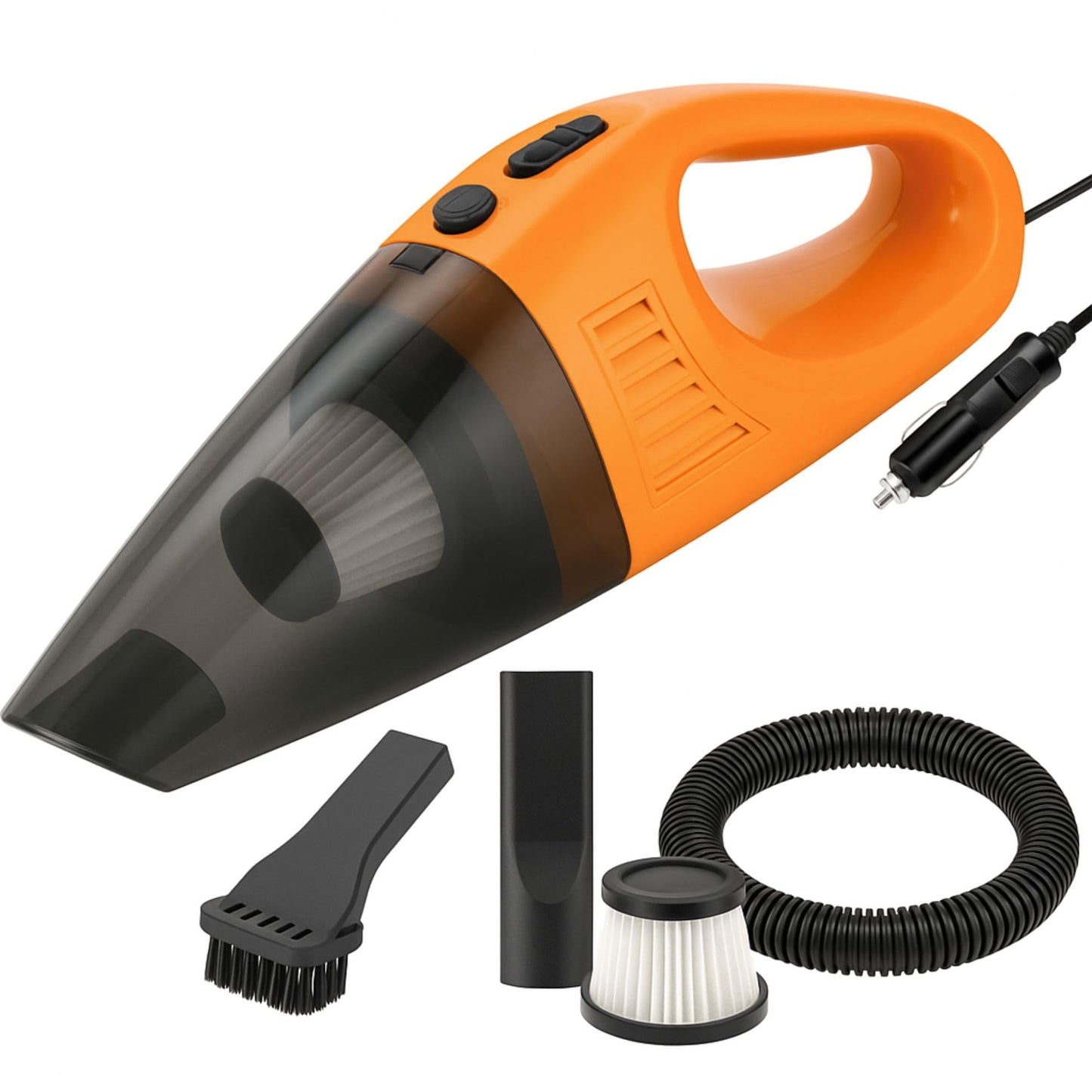 Portable Handheld Car Vacuum Cleaner – High Power DC 12V, Lightweight Mini Vacuum with 16ft Cord & Multi Attachments, Small Dust Buster for Car and Home Cleaning