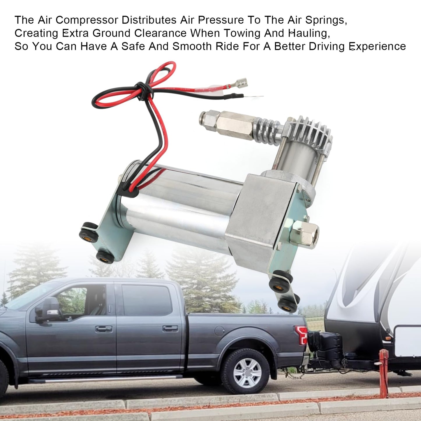 RUIANOMG On Board Air Compressor System Replacement For Trucks Vans, includes Air Spring Compressor, Gauge, Wiring harness, Line and Hardware Kit