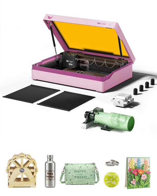 WECREAT Vista 10W Laser Engraving Machine with 9-in 1 Rotary, Smart HD Camera, Compact Diode Desktop Laser Engraver for Beginners DIY Hobbyist Wood Leather Glass Metal Jewelry Gifts Making