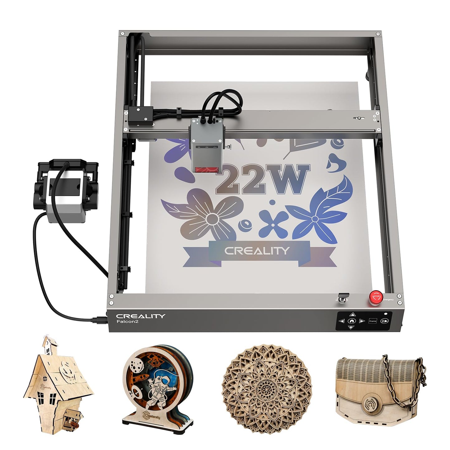 Creality Laser Engraver 22W Output, 120W High Power Laser Engraving Machine, CNC Laser Cutter and Engraver Machine for Metal and Wood, Paper, Acrylic, Glass, Leather etc, 17" x 16"