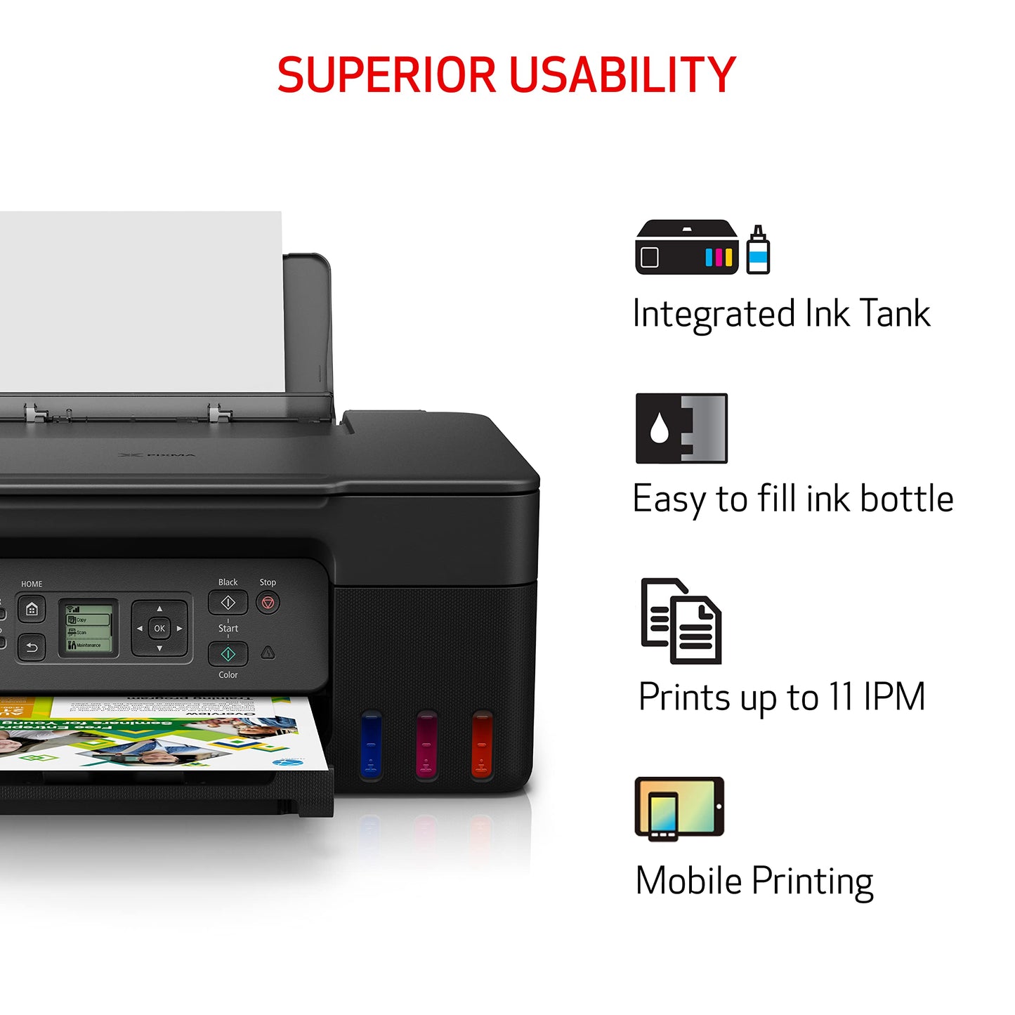 Canon MegaTank G3270 All-in-One Wireless Inkjet Printer. for Home Use, Print, Scan and Copy