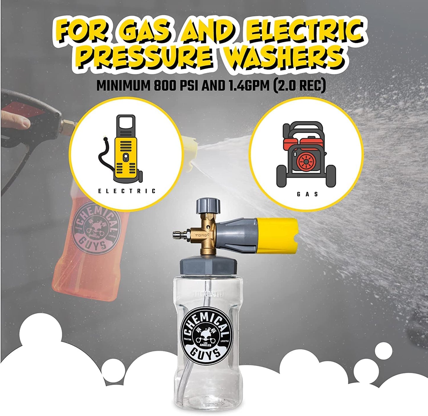 Chemical Guys EQP324 Big Mouth Max Release Foam Cannon (Car Wash, Home Wash & Boat Wash Foam Cannon That Connects to Your Pressure Washer) 34 oz Bottle