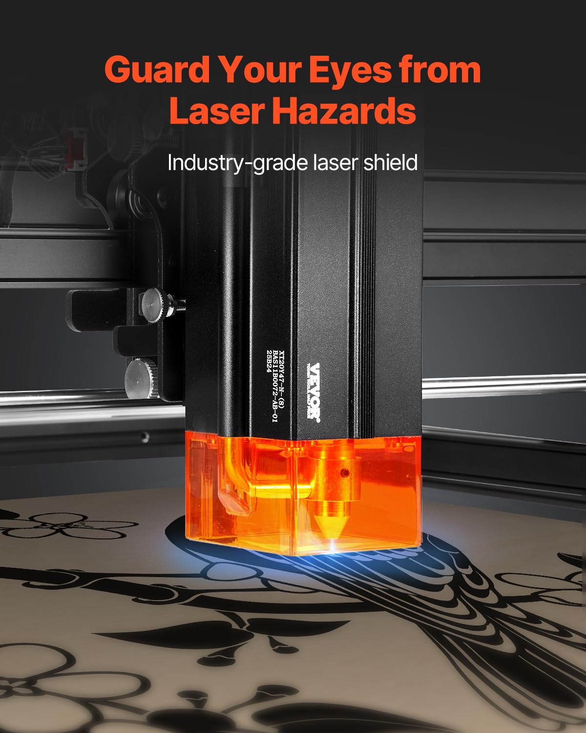 VEVOR 10W Output, Laser Engraving Cutter Machine, 14.9 x 15.7 in/38 x 40 cm Working Area, 10000 mm/min Movement Speed, Compressed Spot with Eye Protection, for Wood, Certain Metal, Black