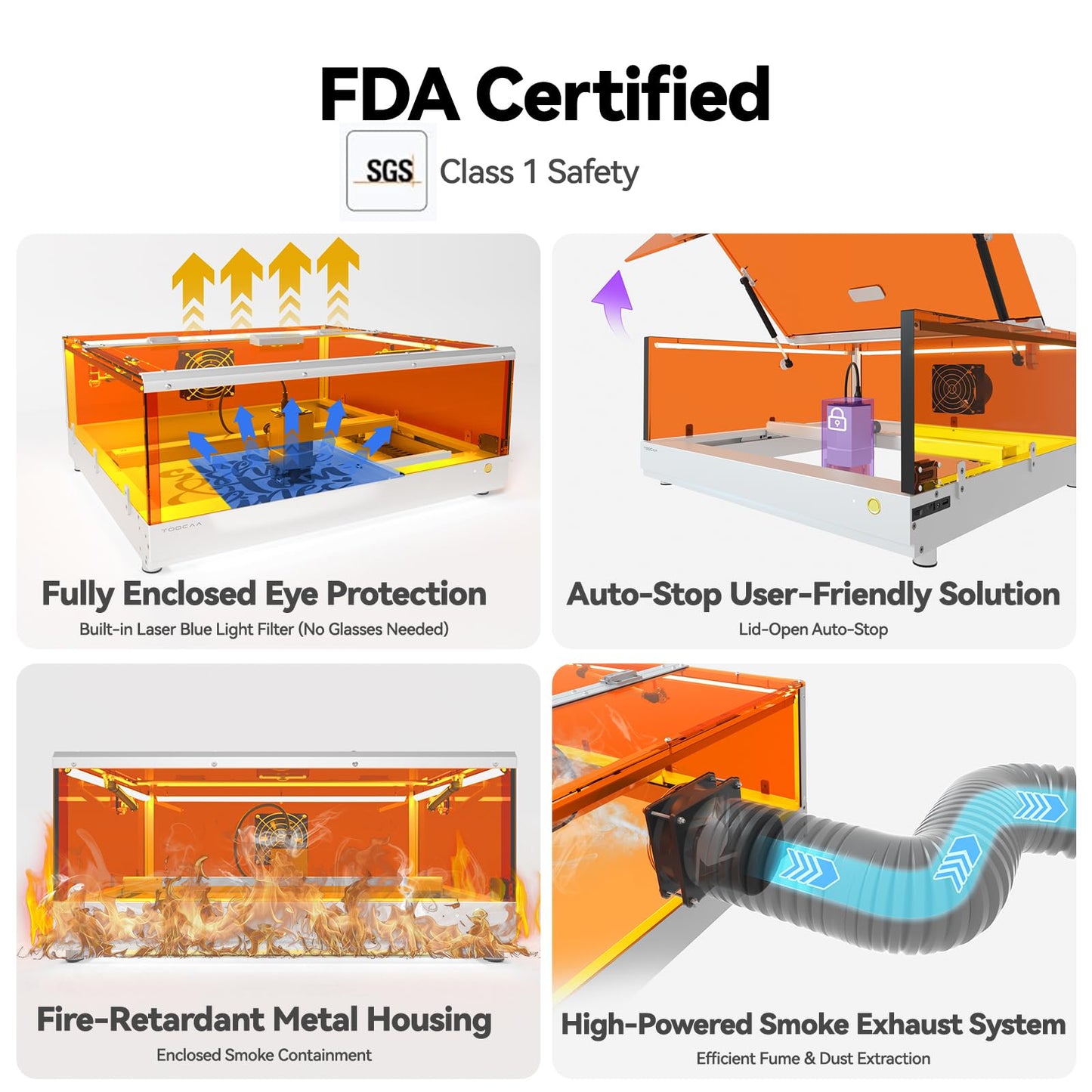 TOOCAA 40W Lazer Engraving Machines with 5 in 1 Rotary Roller Set, Fume Extractor, Smart HD Camera, Air Assist, Honeycomb Panel, Laser Cutter and Engraver Machine for Tumblers Wood Metal Acrylic