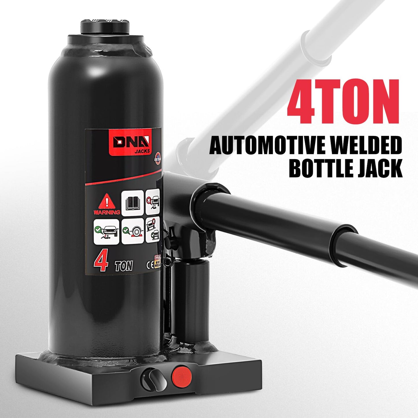 DNA MOTORING 4 tons / 8818.5 lbs Lifting Automotive Welded Hydraulic Bottle Jack for Repair Vehicle, Pickup, Truck, w/Manual Handle, Black, TOOLS-00354