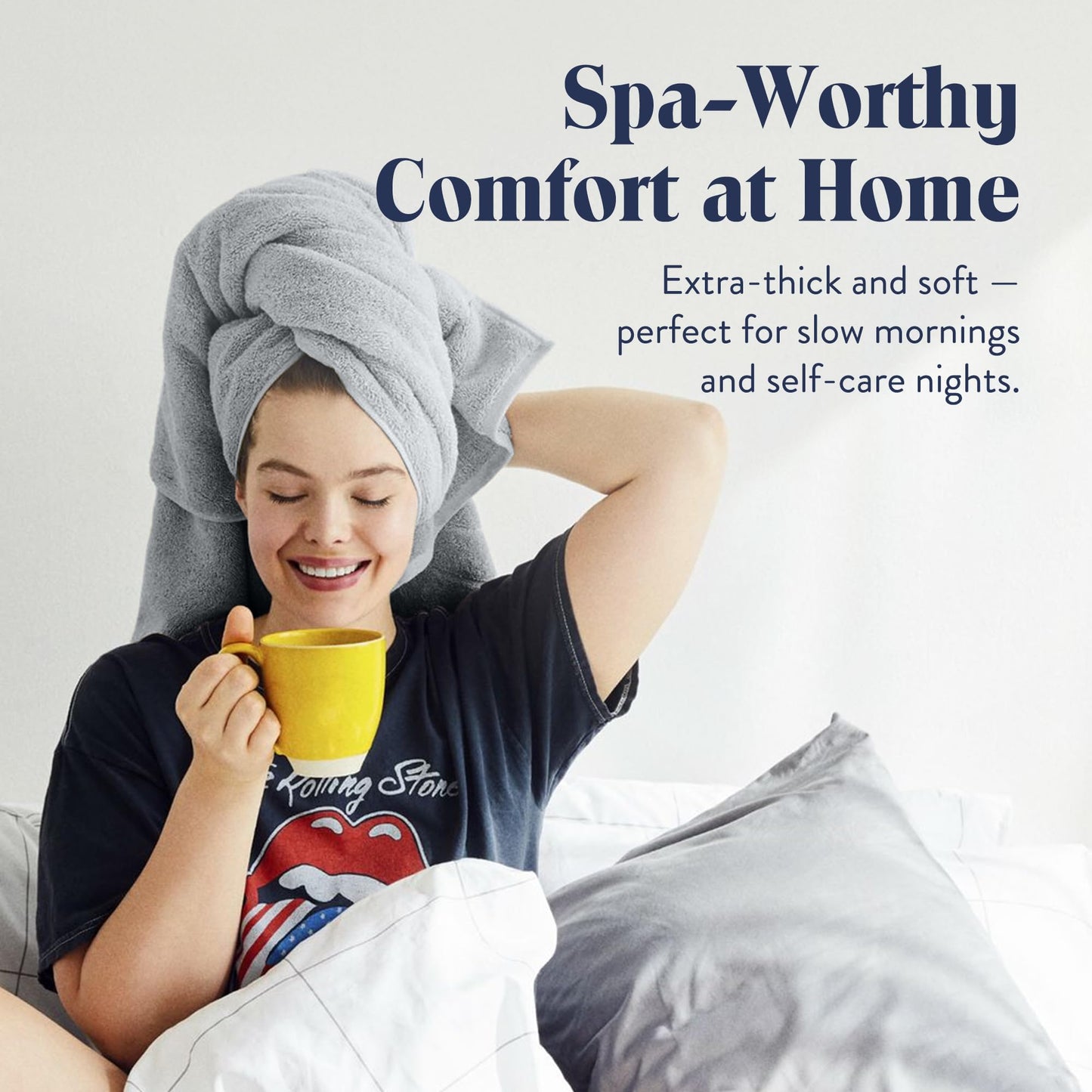 Brooklinen Super-Plush Turkish Cotton Bath Towel Set - Includes 4 Bath Towels Cotton, 820 GSM, Highly Absorbent, Machine Washable, Perfect for Home & Bathroom (Smoke Grey)