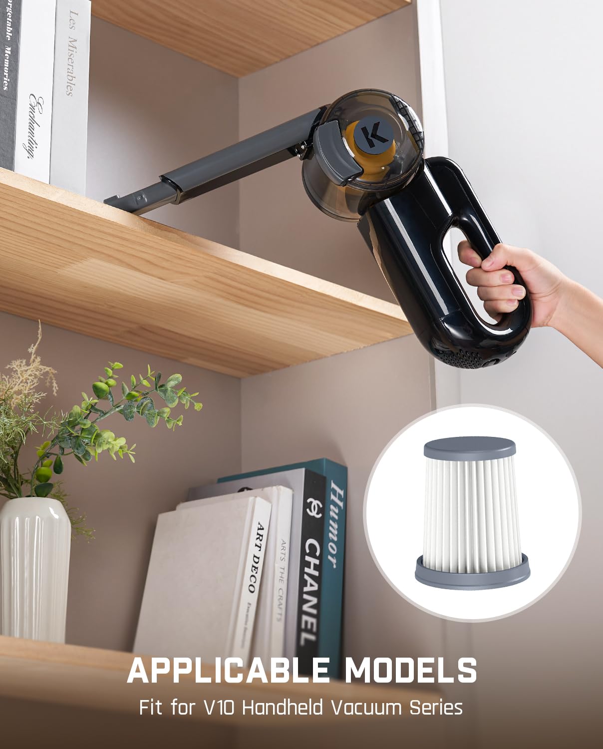 Fanttik HEPA Filters Fits for Fanttik V10 Mate and V10 Apex Car Vacuum, 2-Pack Replacement Filters with High Filterability, Washable and Reusable, Easy to Clean and Assemble