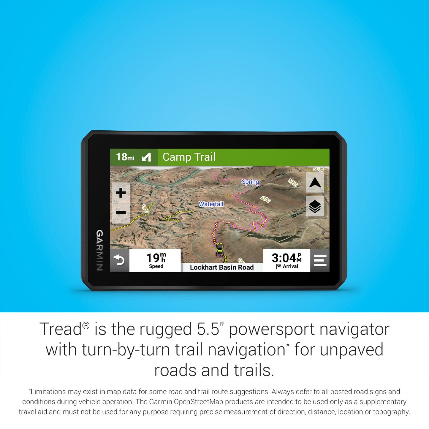 Garmin Tread Powersport Off-Road Navigator, Includes Topographic Mapping, Private and Public Land Info and More, 5.5" Display