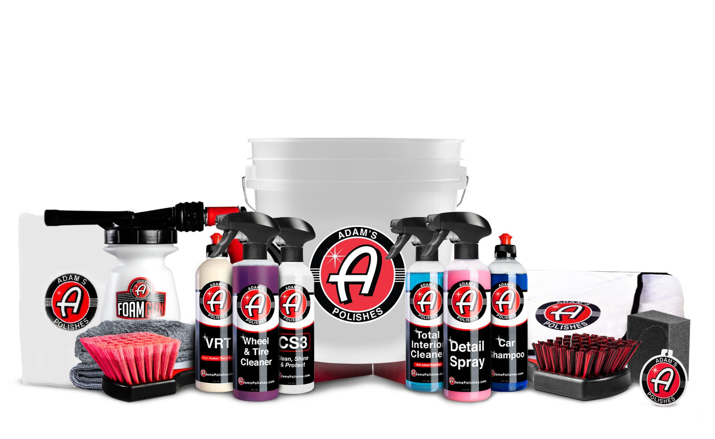 Adam's Essential Car Wash Kit (17-Item) - Auto Detailing Car Care Cleaning Kit with Foam Gun & Bucket Car & Truck Lovers, Dads, Moms and DIYers