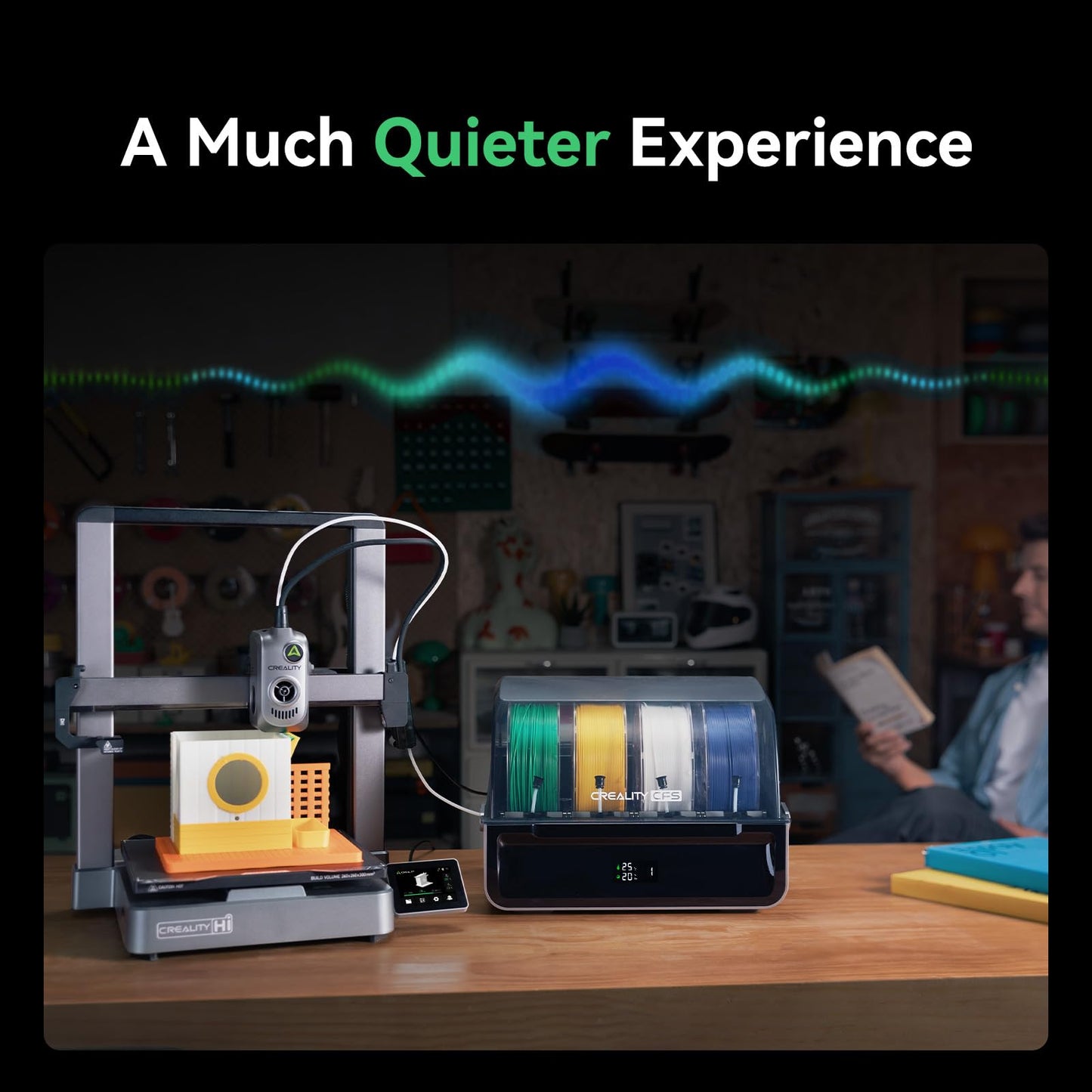 Creality Hi(A) 3D Printer, Multi Color 3D Printer (Needs CFS), 500mm/s High Speed Auto-Leveling Automatic Filament Reading Clog-Free Extruder, Build Volume 260×260×300 mm