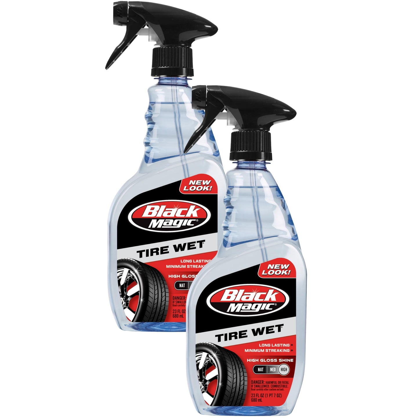 Black Magic 120217 Tire Wet, 23oz (Pack of 2) - Specially Formulated Tire Shine Applicator Cleaner to Keep Them Looking Wet, Black, and Glossy with One Quick Spray – Long-Lasting Protection for Tires