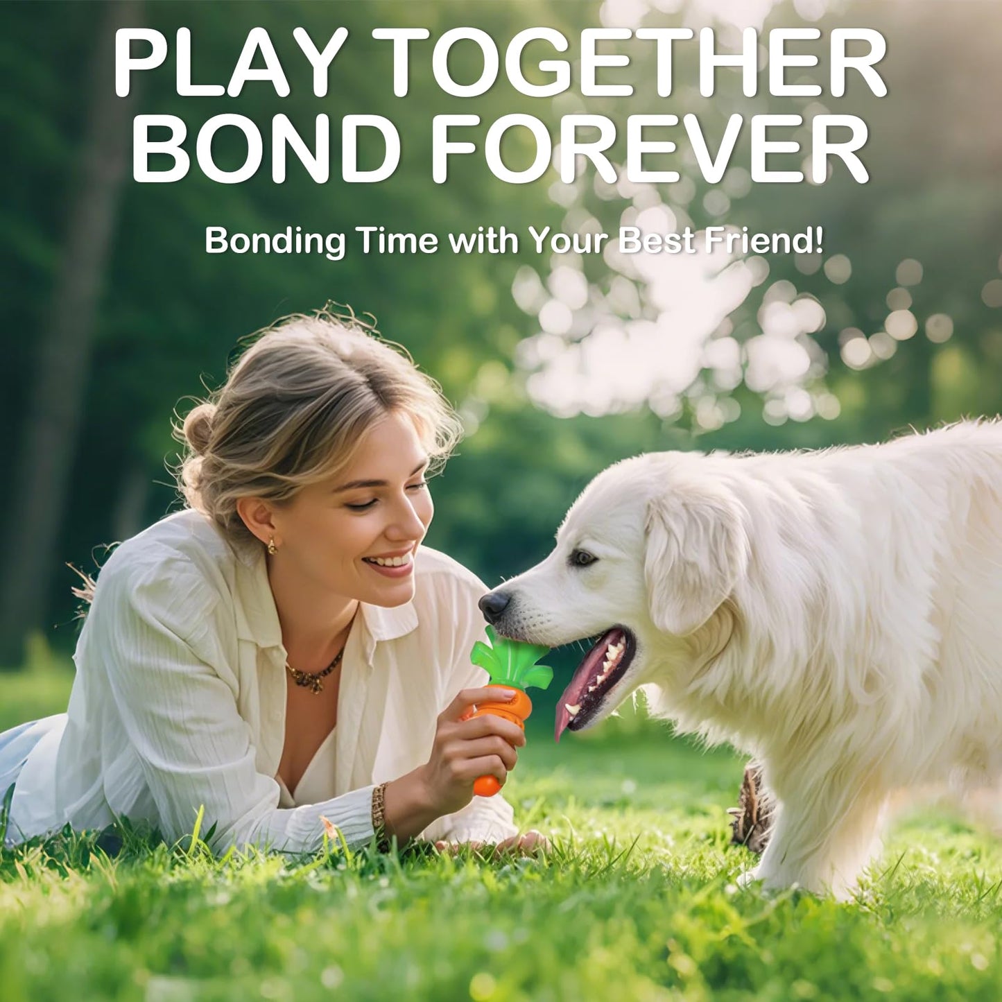 Frienhund Dog Toys for Aggressive Chewers Bacon Flavored: 7" Tough Dog Chew Bone, Hard Nylon & Rubber Teeth Cleaning Toy, Carrot-Shaped Dog Chew Toy for Large Medium Breed 20-70lbs