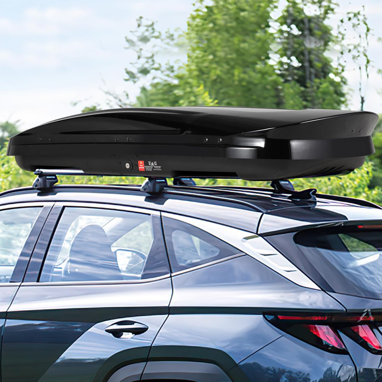 Garvee Heavy Duty Hard Shell Roof Top Cargo Carrier - 69(L) x33(W) x11(H) Waterproof Lockable Storage Box Capacity 165 Lbs 17 Cu Ft - Tool-Free Install- Fits SUV, Truck, Van (17 Cubic Ft)