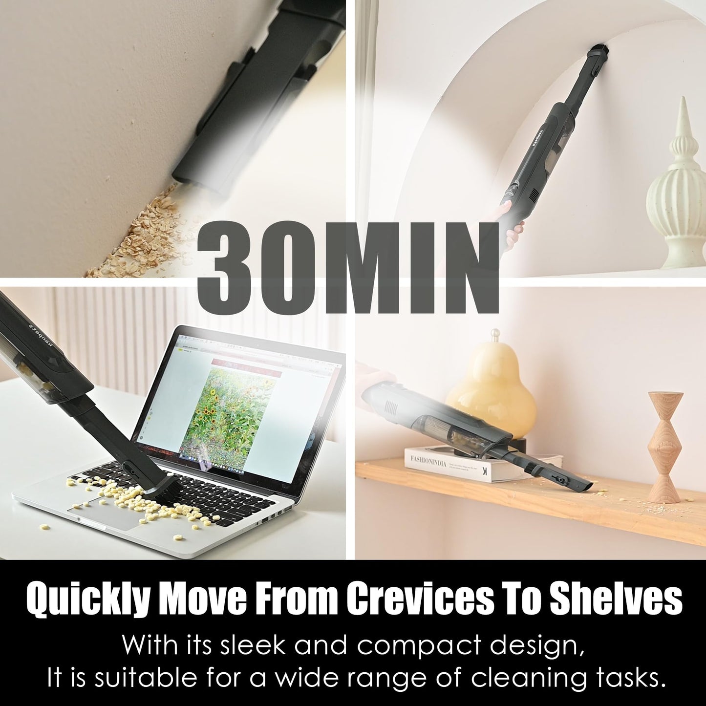 KANPETS Handheld Vacuum Cordless, Lightweight 1.4lb with Powerful Suction, Charging Dock, Single Touch Empty and Detachable Dust Cup, Portable Mini Car Vac for Home Pet Car, Steel Gray