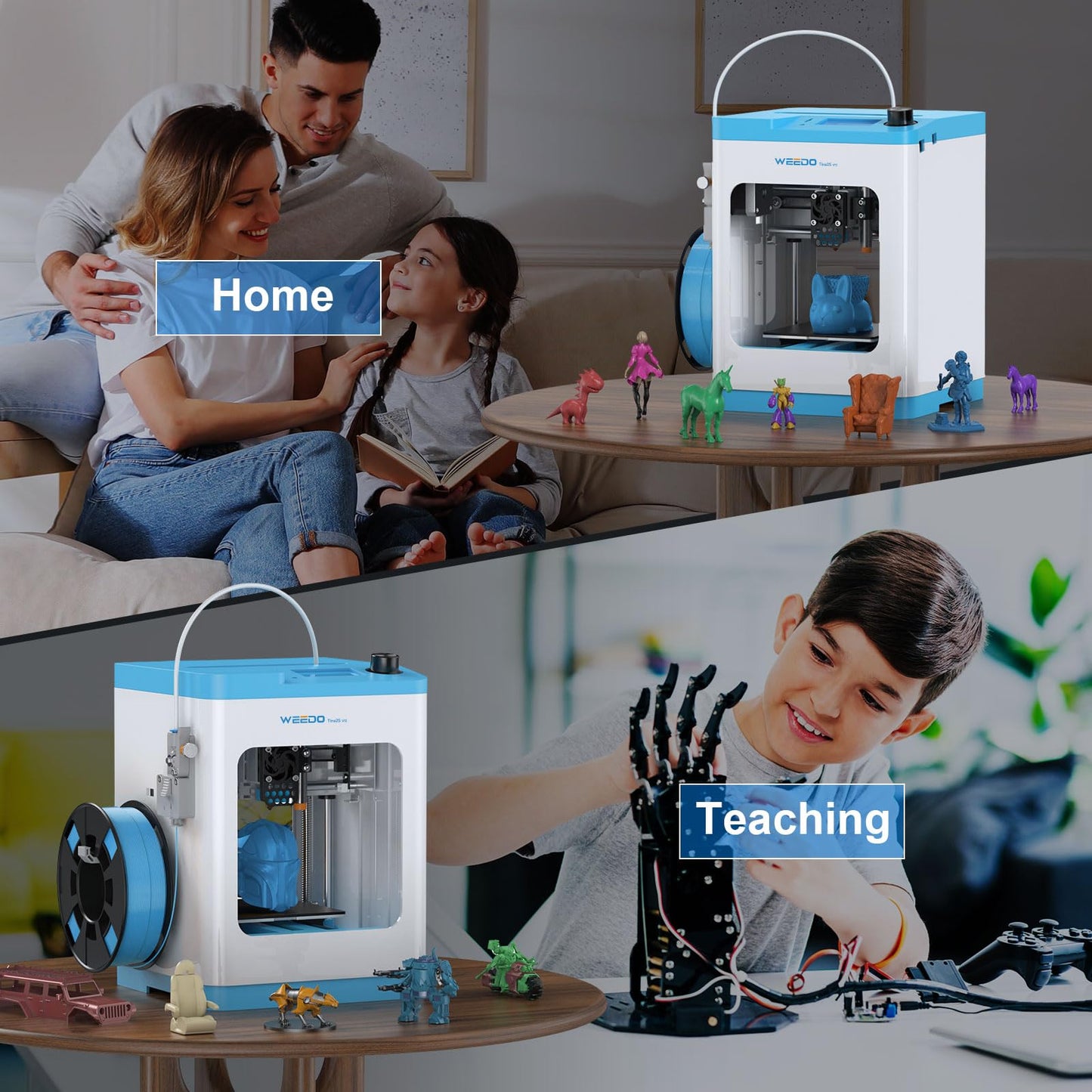 TINA2S 3D Printer for Kids and Beginners, WEEDO Mini 3D Printer with Fully Assembled and Auto Leveling, WiFi & App Control, Open Source Firmware, Filament Detection Sensor Work with PLA/PLA+/TPU