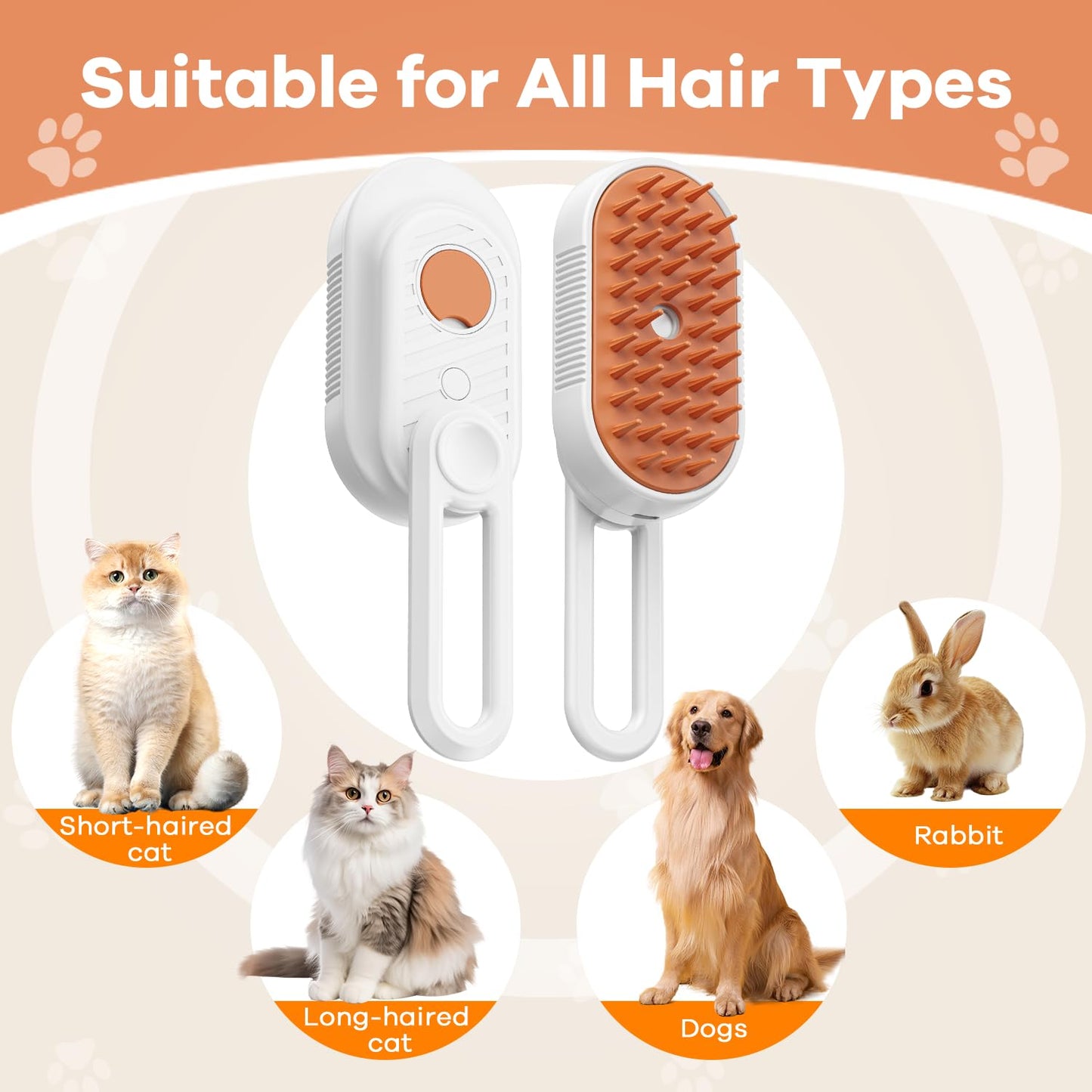 Cat Steam Brush for Shedding, 4 in 1 Rechargeable Steam Brush for Cats and Dogs, Anti-Static, Massage, Cleaning, Shedding & Combing All In One!
