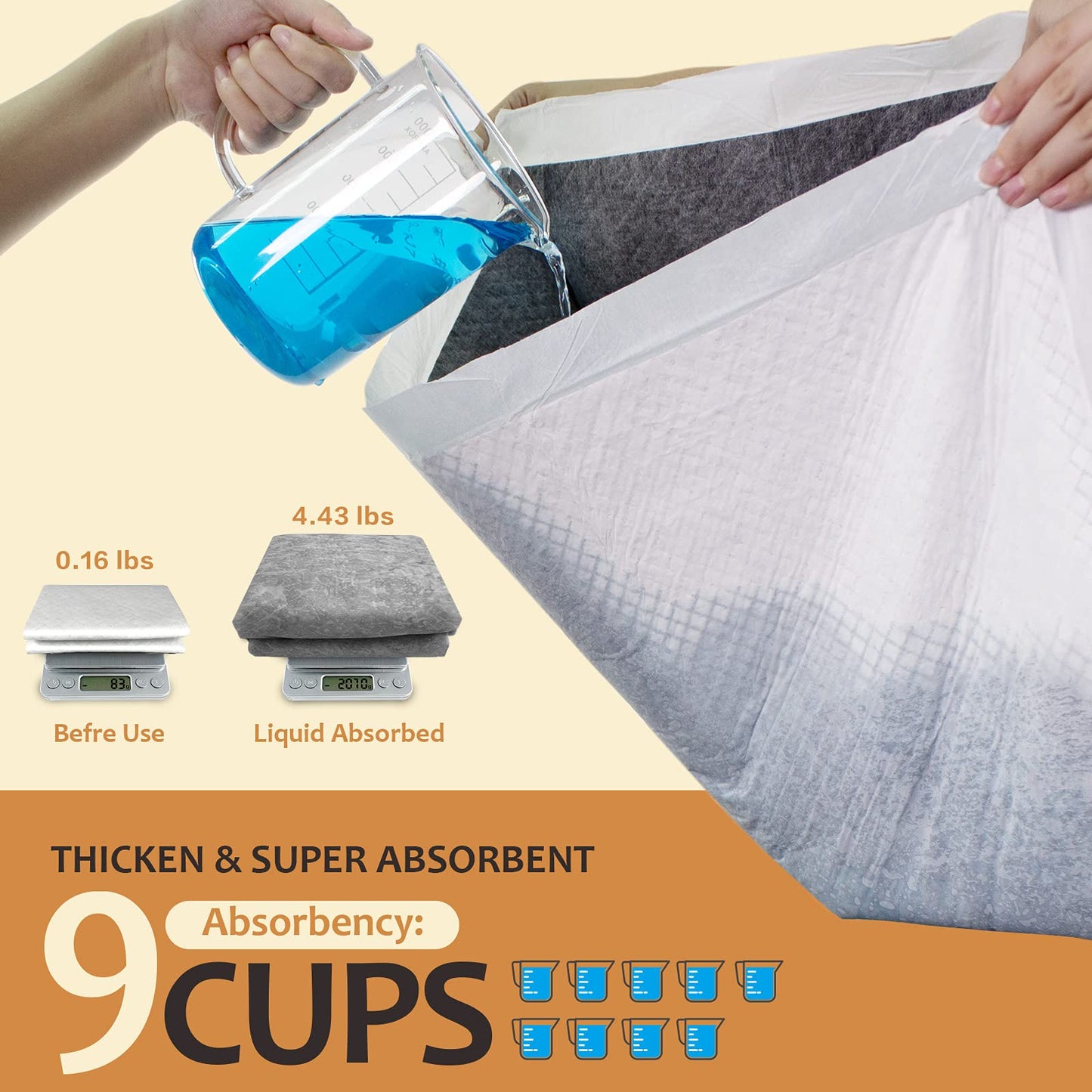 HIDOGGYLD Dog Pee Pads Extra Large 28" x 34", 30 Count, Activated Carbon Charcoal Puppy Pads XL, Potty Pads for Dogs with Adhesive Sticky Tape, Disposable Training Bed Pads for Pets, Doggies, Cats