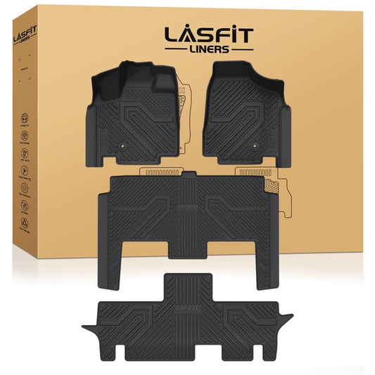 LASFIT Floor Mats Fit for Chrysler Town & Country 2008-2016/Dodge Grand Caravan 2008-2020, All Weather TPE Fit Floor Liner for Chrysler Town & Country & Dodge Grand Caravan 3 Row Car Mats, Black