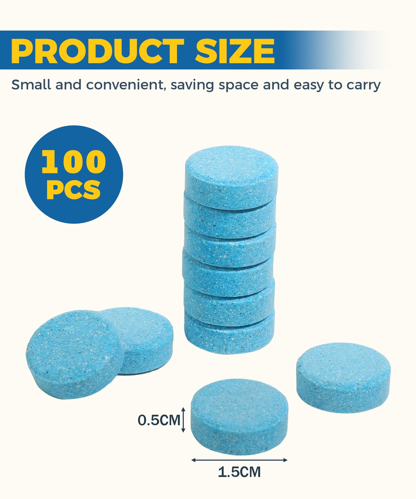 UBOG 100PCS Windshield Wiper Fluid,Car Windshield Washer Fluid,Car Accessories Windshield Washer Tablets,Car Washer Fluid Tablets,Car Windshield Washer Concentrate,Use for Remove Windshield Stains