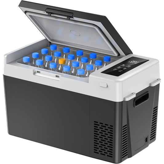 Marsail 12V Car Fridge 25QT Portable Freezer -4°F to 68°F, Compressor Cooler for Camping Travel Truck RV Home, Efficient Cooling & ECO Mode, Black