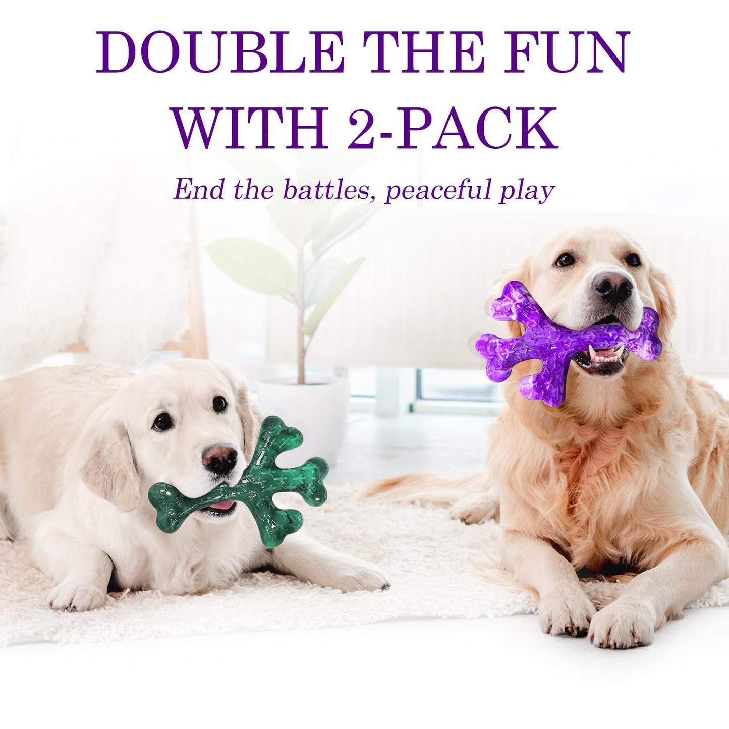 Frienhund Aggressive Chewers Dog Chew Toys - 2 Pack Tough Dog Toys for Aggressive Chewers Large Breed, Indestructible Dogs Toy for Gift, Interactive to Keep Them Busy
