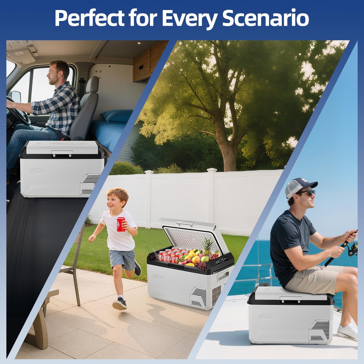 12V Car Refrigerator, 32QT Portable Freezer Compressor Cooler with Reversible Door, 100–240V AC / 12V / 24V DC Powered, for Truck Van RV Camper SUV Travel Camping Road Trips Tailgating,-4℉-50℉