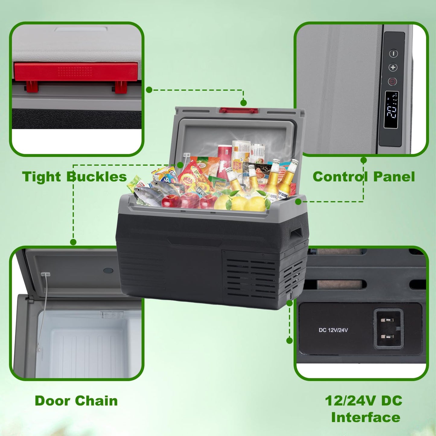 SMETA 12V Portable Car Refrigerator/Freezer, 20L(21QT) Mini Fridge, Travel Camper 12v/110v Electric Cooler Solar For RV Outdoor Semi-Truck, -4℉~68℉