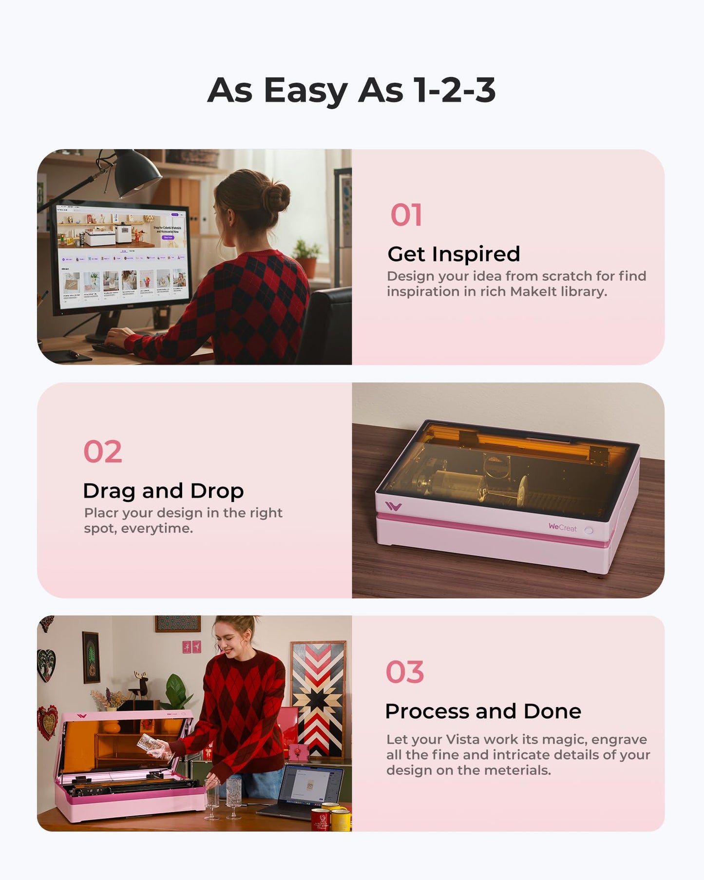 WECREAT Vista 10W Laser Engraving Machine with 9-in 1 Rotary, Smart HD Camera, Compact Diode Desktop Laser Engraver for Beginners DIY Hobbyist Wood Leather Glass Metal Jewelry Gifts Making