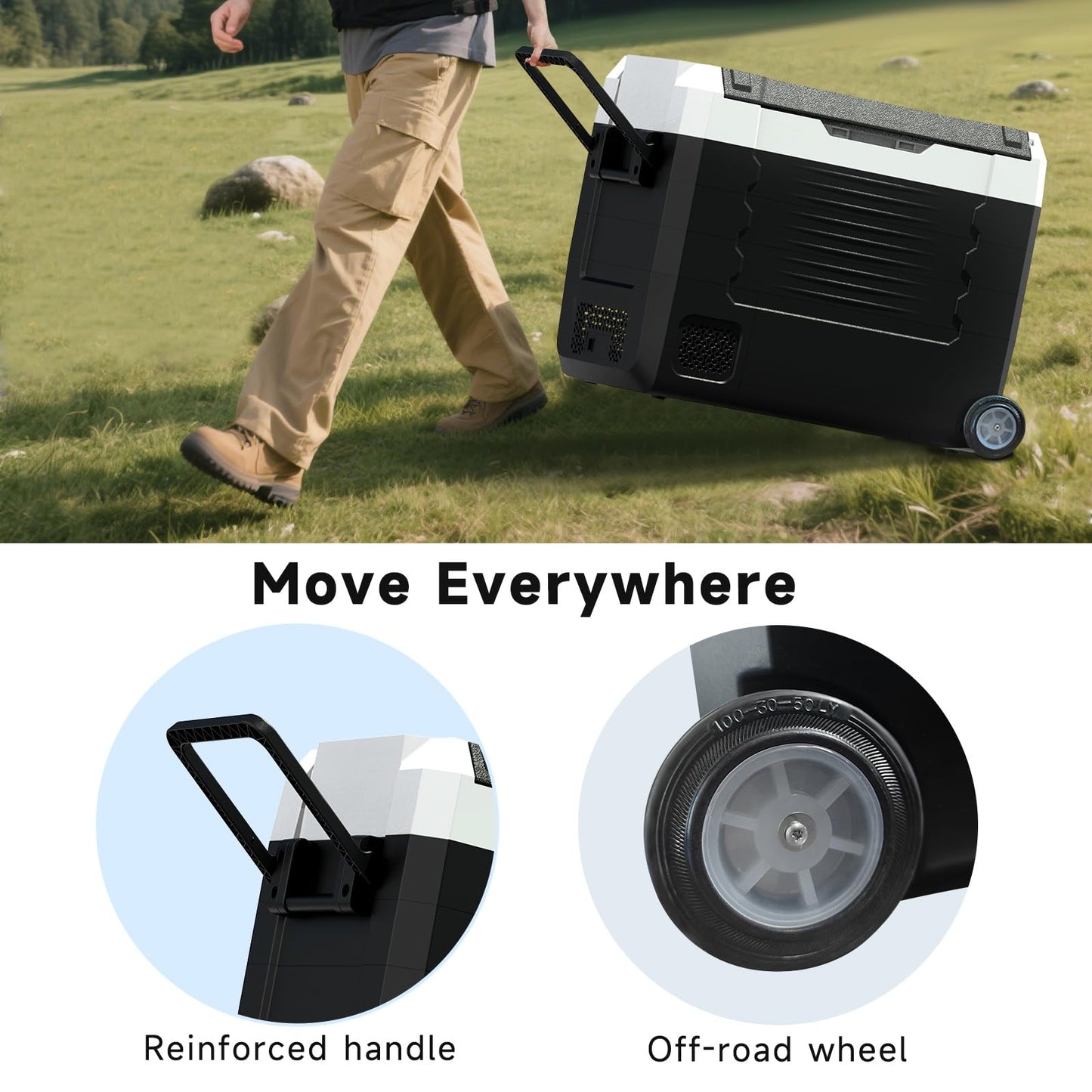 SHAREWIN Car Fridge, Car Refrigerator with Wheels, Electric cooler, Portable Freezer, 4℉~68℉, 12/24V DC, 100~240V AC APP Control, Portable Refrigerator, Travel, Truck, Camping, Boat (37QT)